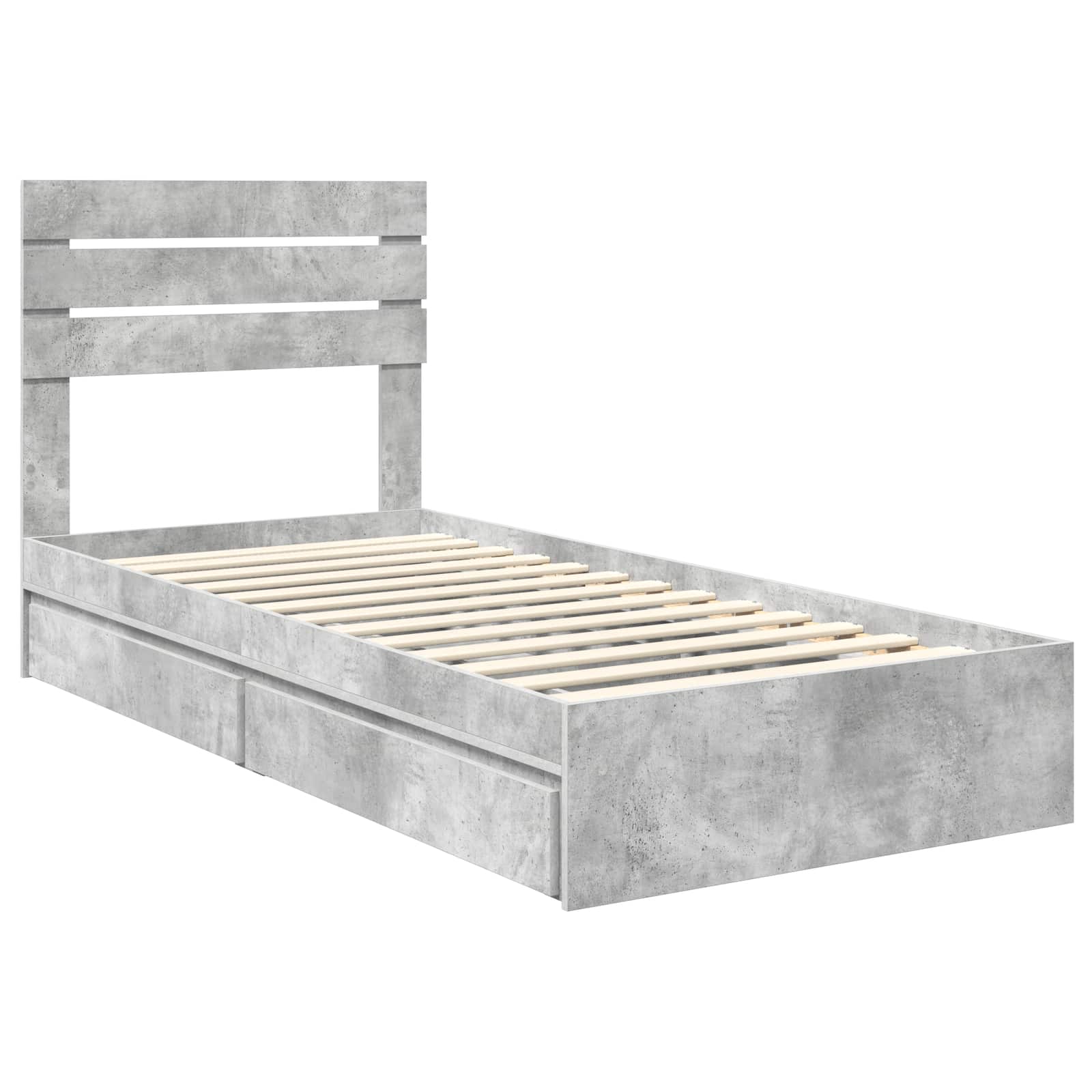 Krevet s od storage Betonski sivi 90 x 190 cm Konstruirano drvo