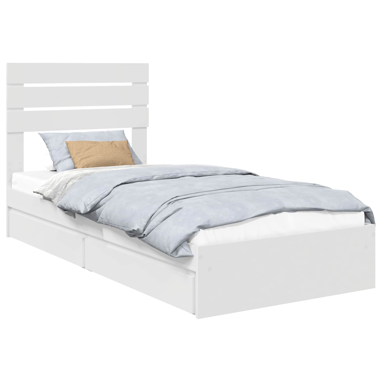 Krevet s od storage Bijelo 75 x 190 cm Konstruirano drvo
