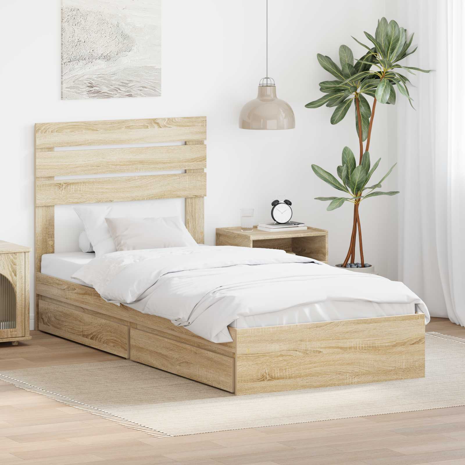 Krevet s od storage Sonoma hrast 75 x 190 cm Konstruirano drvo