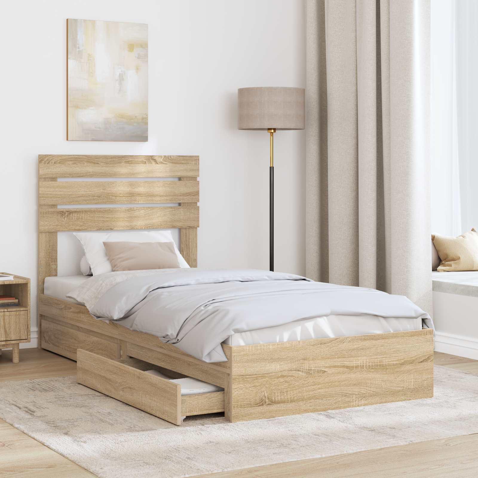 Krevet s od storage Sonoma hrast 75 x 190 cm Konstruirano drvo