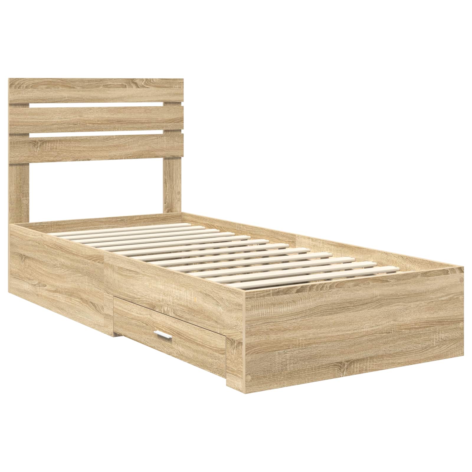 Krevetna konstrukcija Sonoma hrast i srebrna 75 x 190 cm