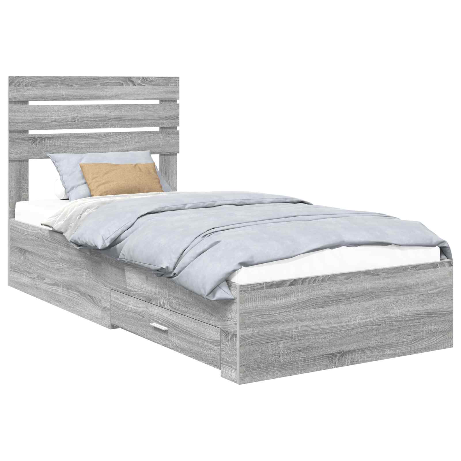 Krevetna konstrukcija Sivi Sonoma i srebrna 75 x 190 cm