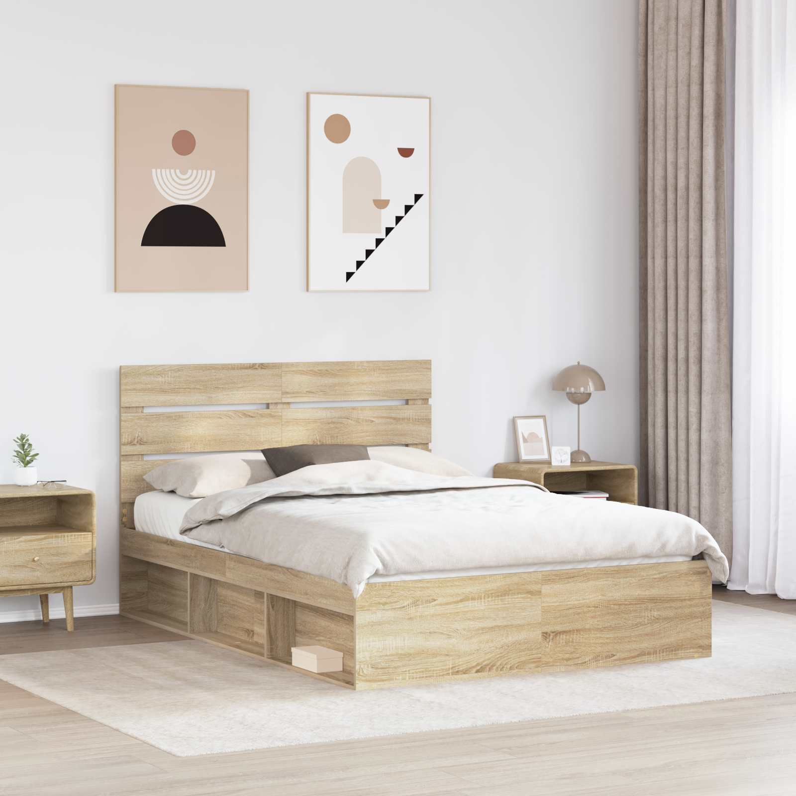 Krevetna konstrukcija s uzglavljem Sonoma hrast 150 x 200 cm