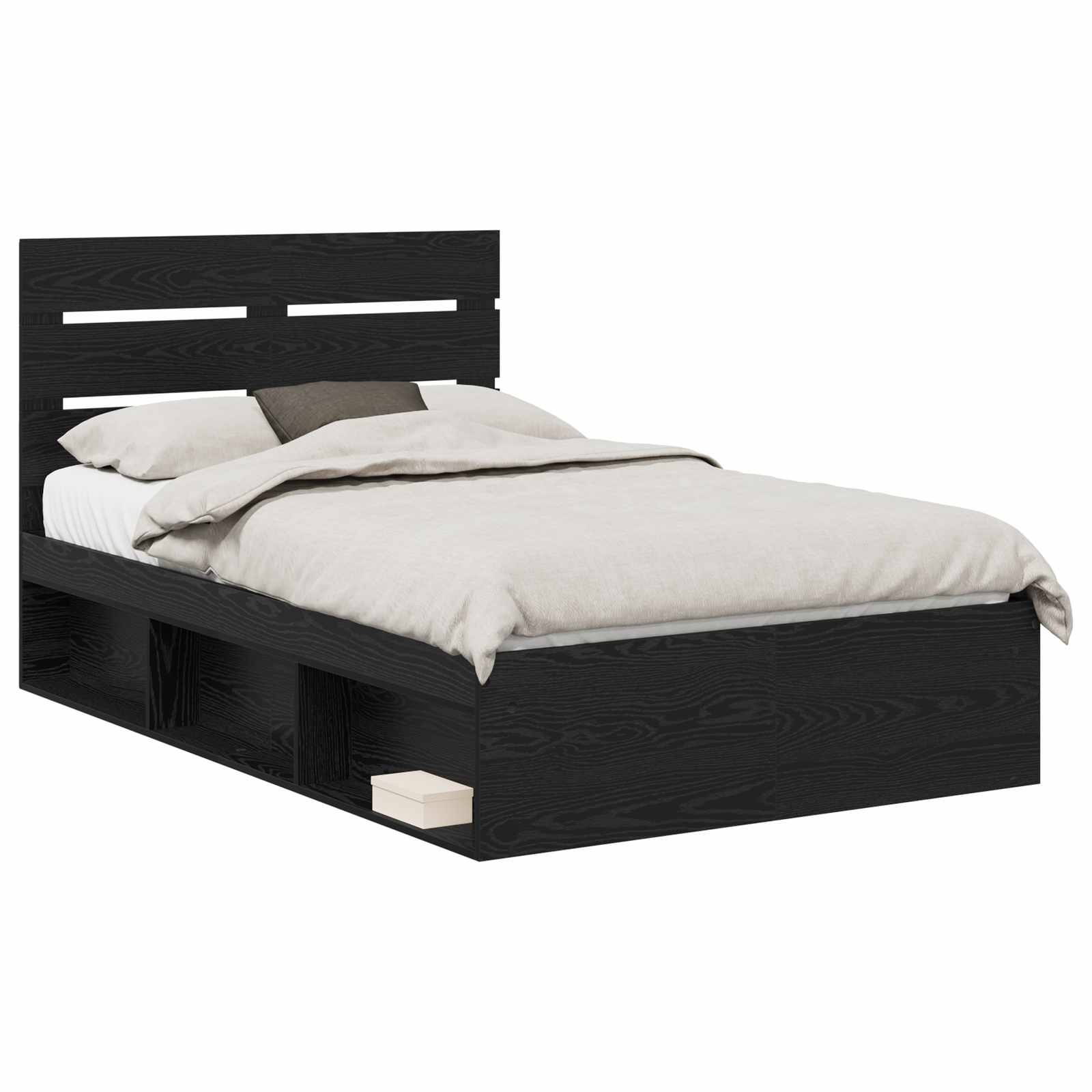 Krevetna konstrukcija Crna 135 x 190 cm Čvrsto borovo drvo
