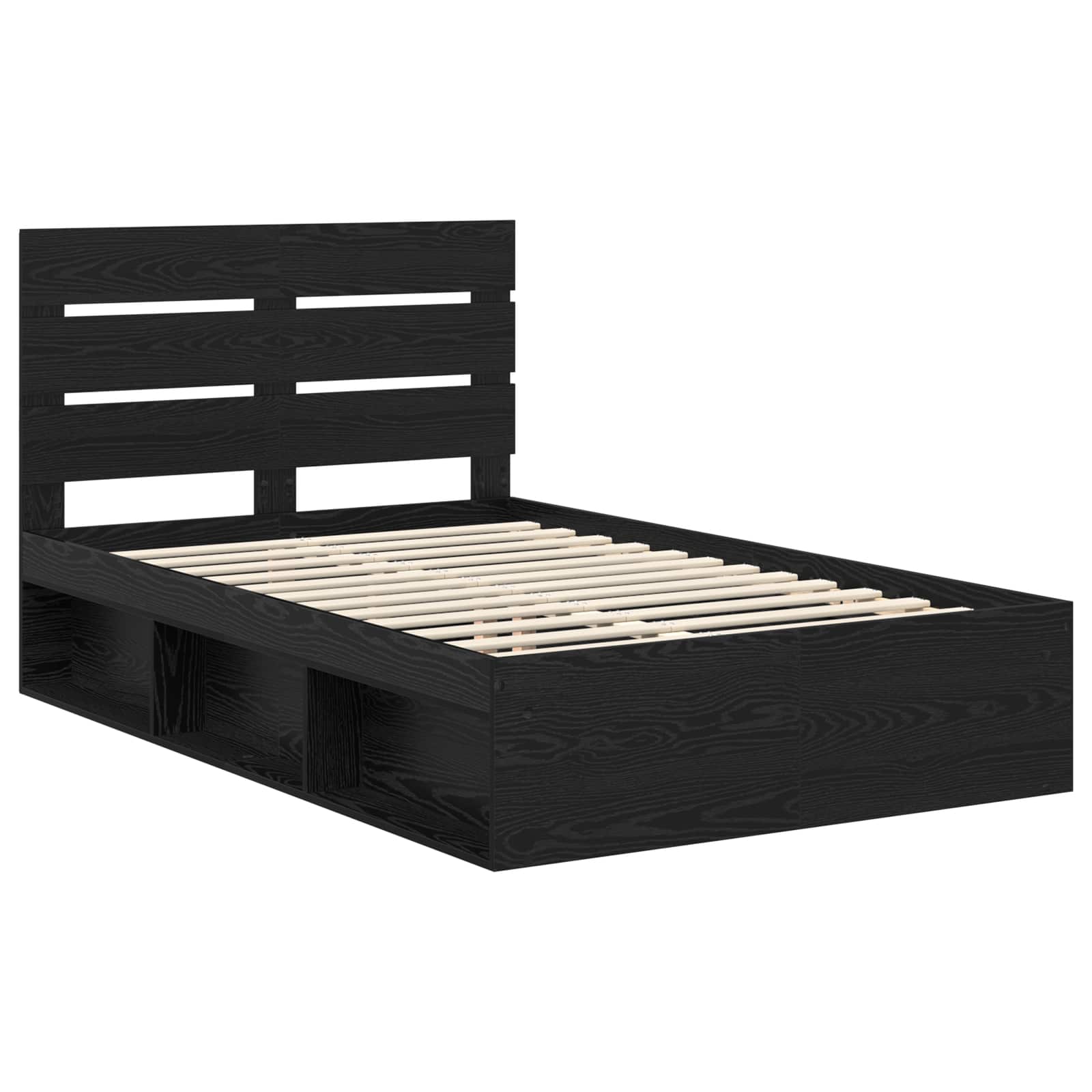 Krevetna konstrukcija Crna 135 x 190 cm Čvrsto borovo drvo