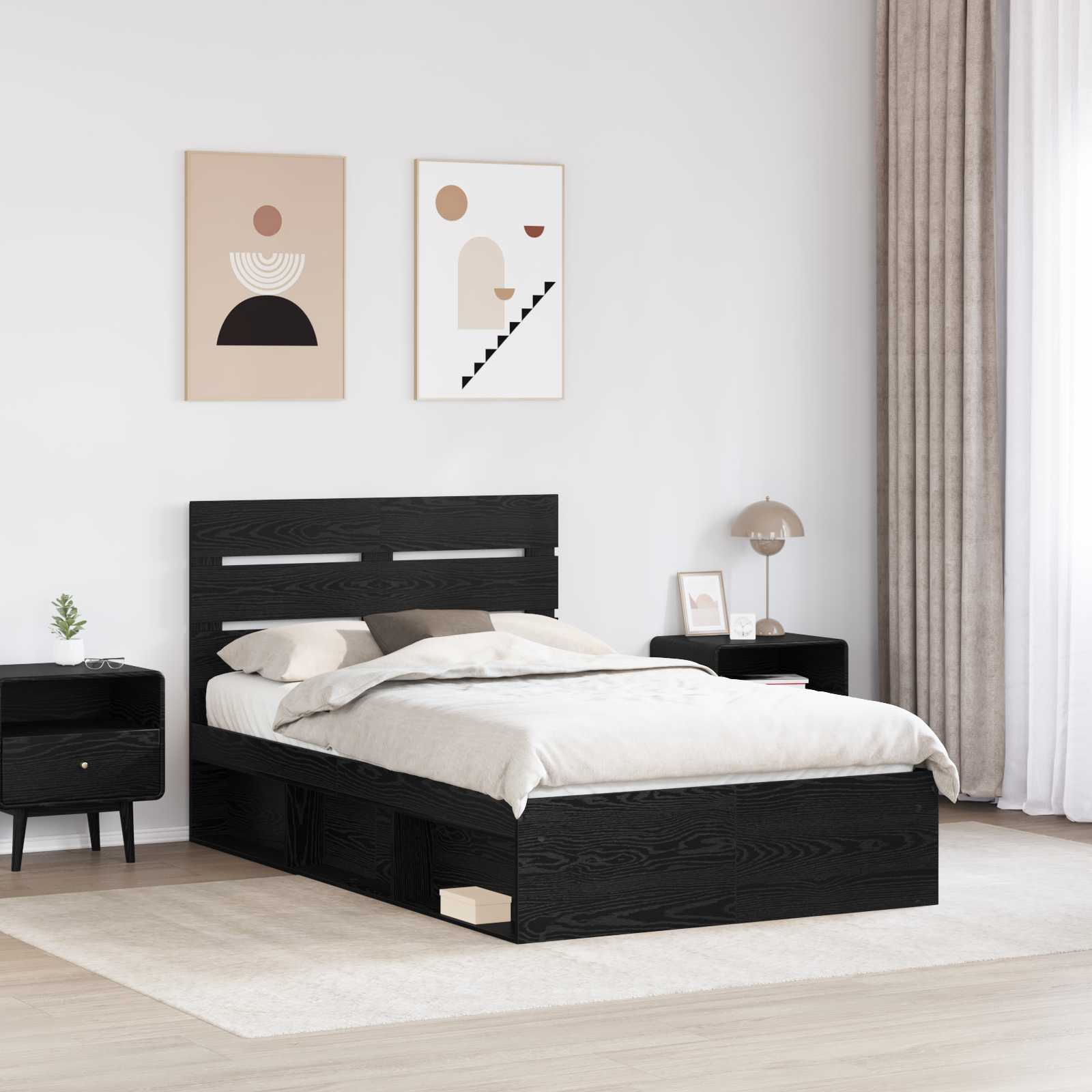 Krevetna konstrukcija Crna 120 x 200 cm Čvrsto borovo drvo
