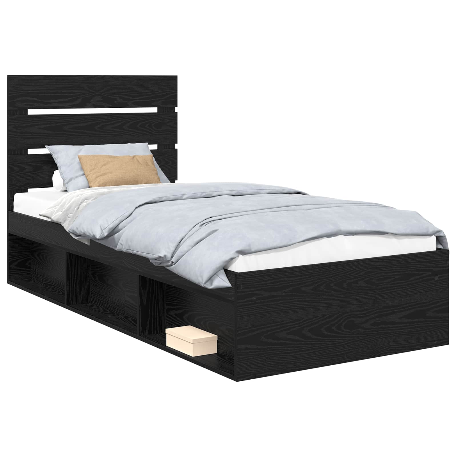 Krevetna konstrukcija Crna 90 x 200 cm Čvrsto borovo drvo