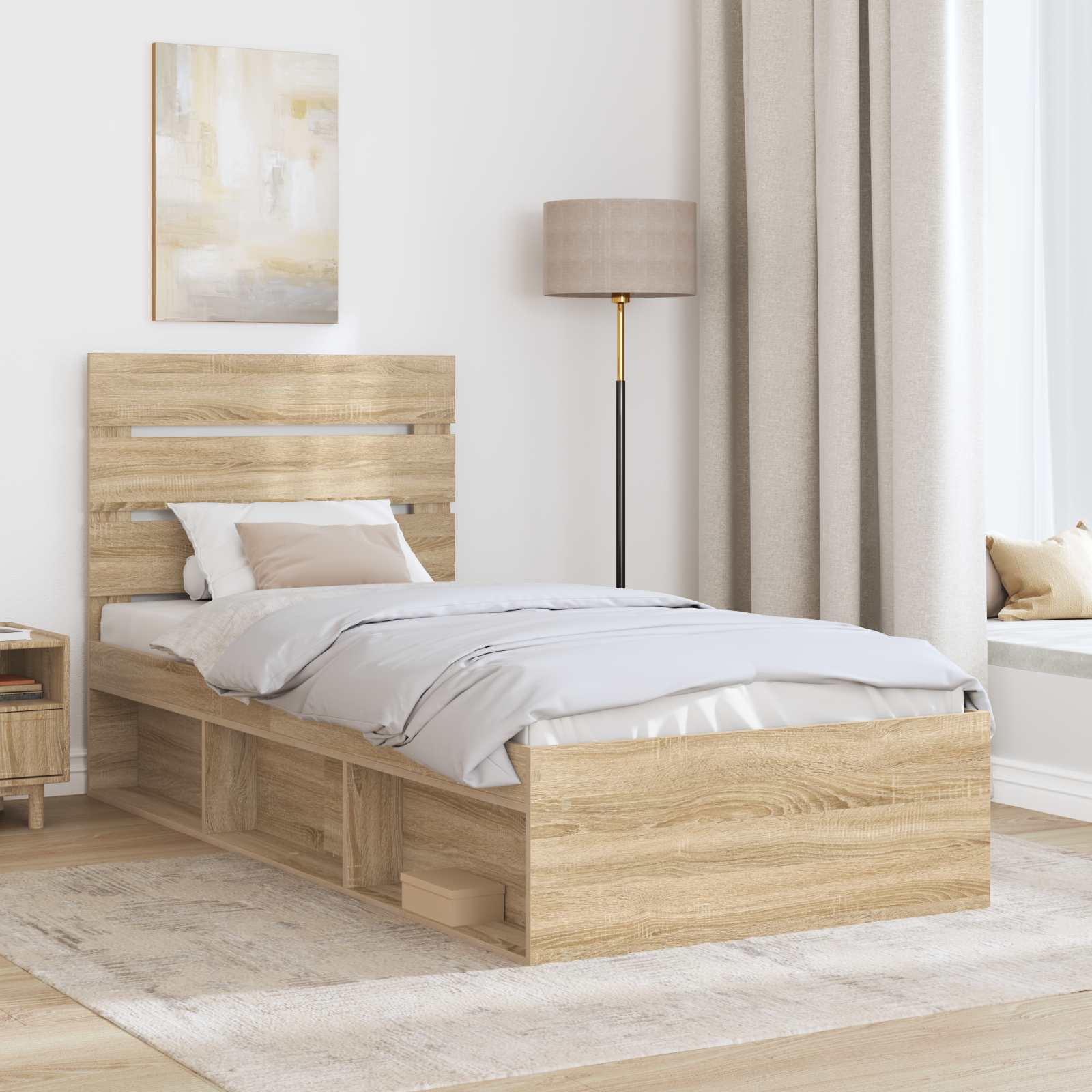 Krevetna konstrukcija s uzglavljem Sonoma hrast 90 x 200 cm