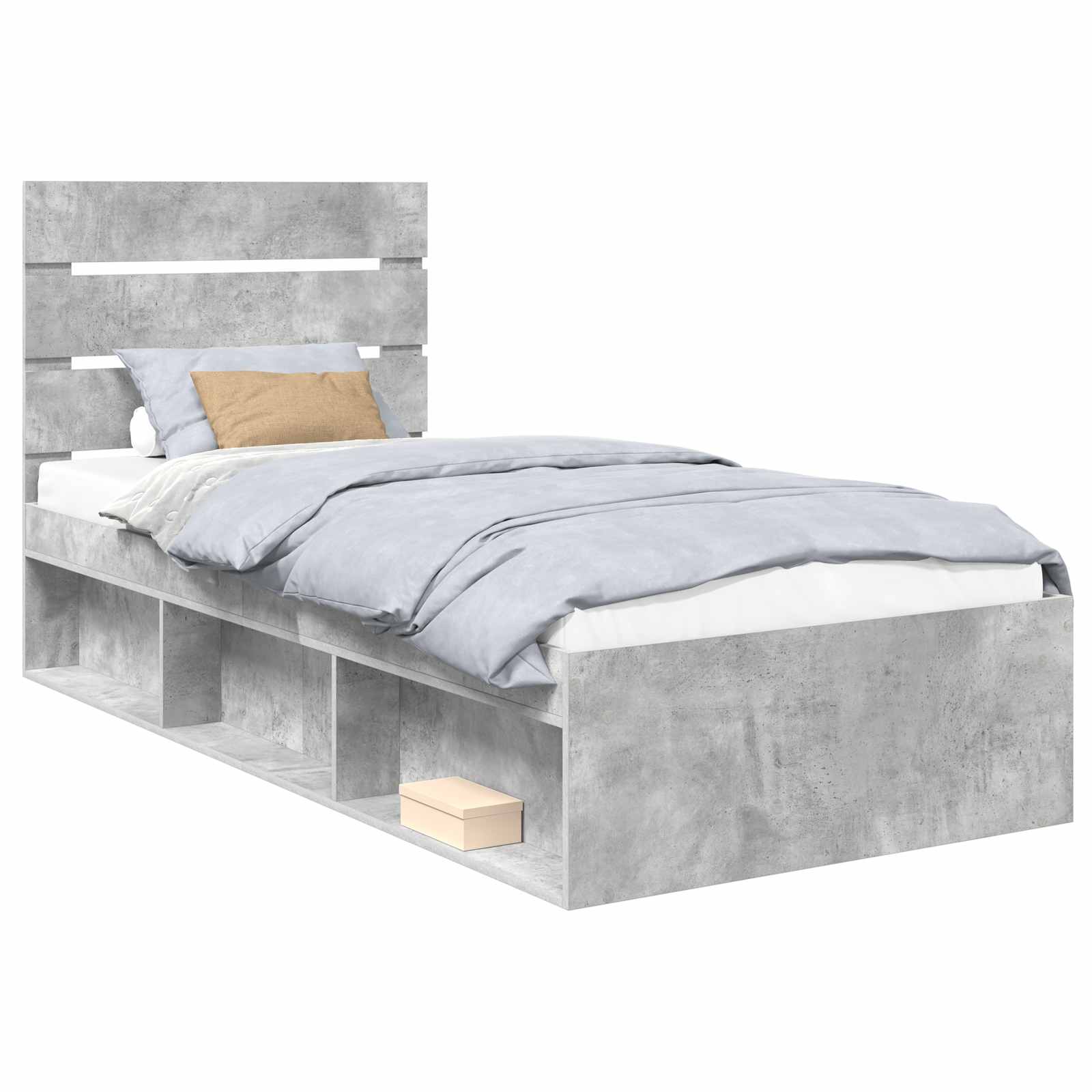 Krevetna konstrukcija s uzglavljem Betonska siva 90 x 190 cm