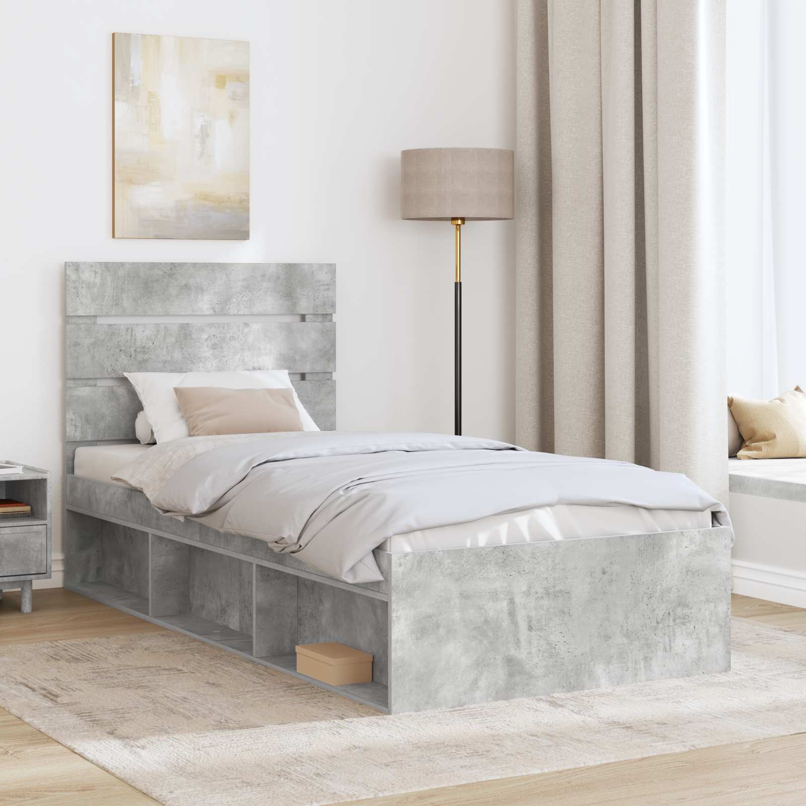Krevetna konstrukcija s uzglavljem Betonska siva 75 x 190 cm