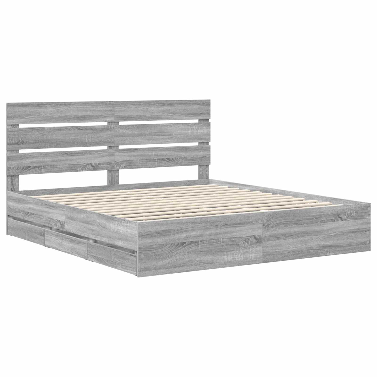 Krevetna konstrukcija Siva Sonoma 200 x 200 cm Inženjersko Drvo