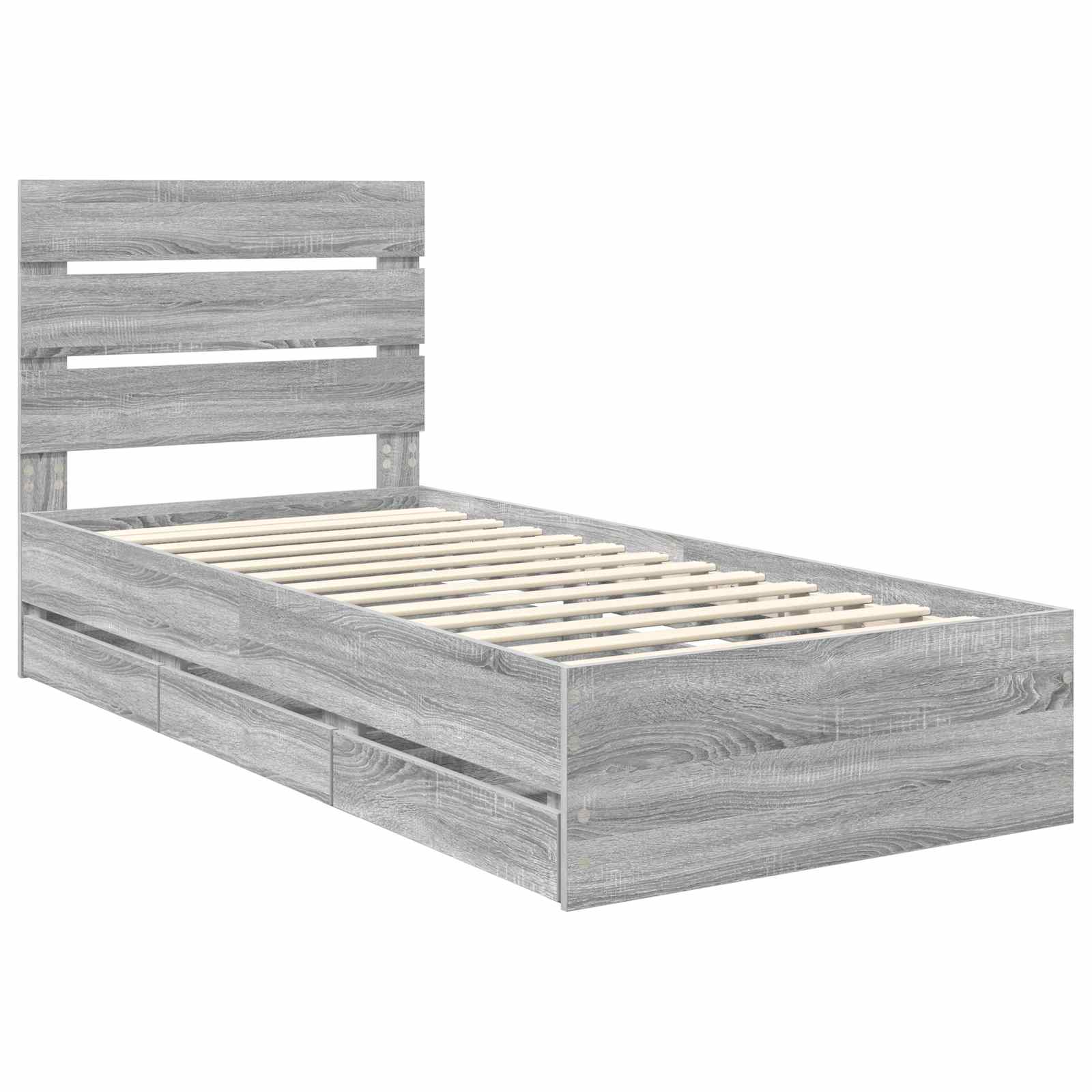 Krevetna konstrukcija Siva Sonoma 100 x 200 cm Inženjersko Drvo