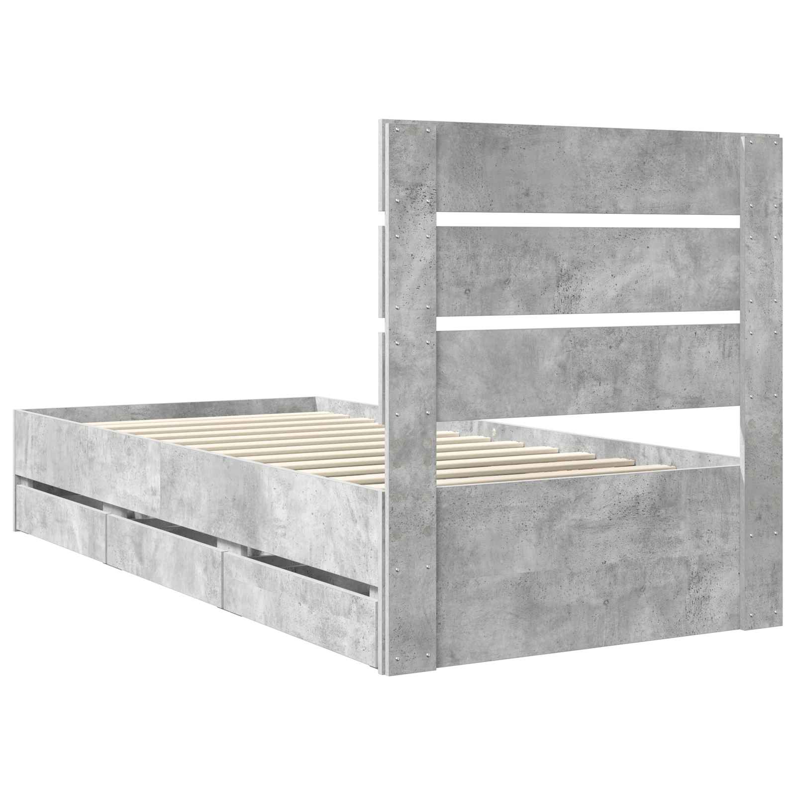 Krevetna konstrukcija s ladicama Betonski sivi 75 x 190 cm
