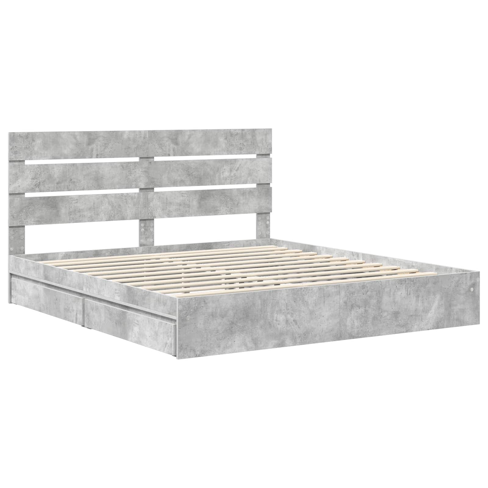 Krevet s od storage s uzglavljem Betonski sivi 200 x 200 cm