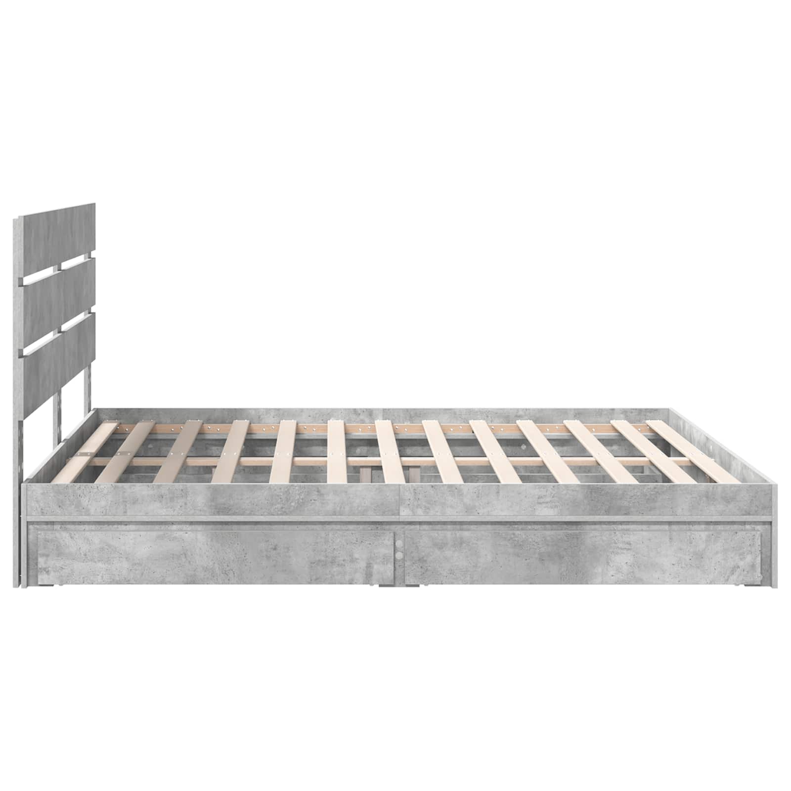 Krevet s od storage s uzglavljem Betonski sivi 200 x 200 cm