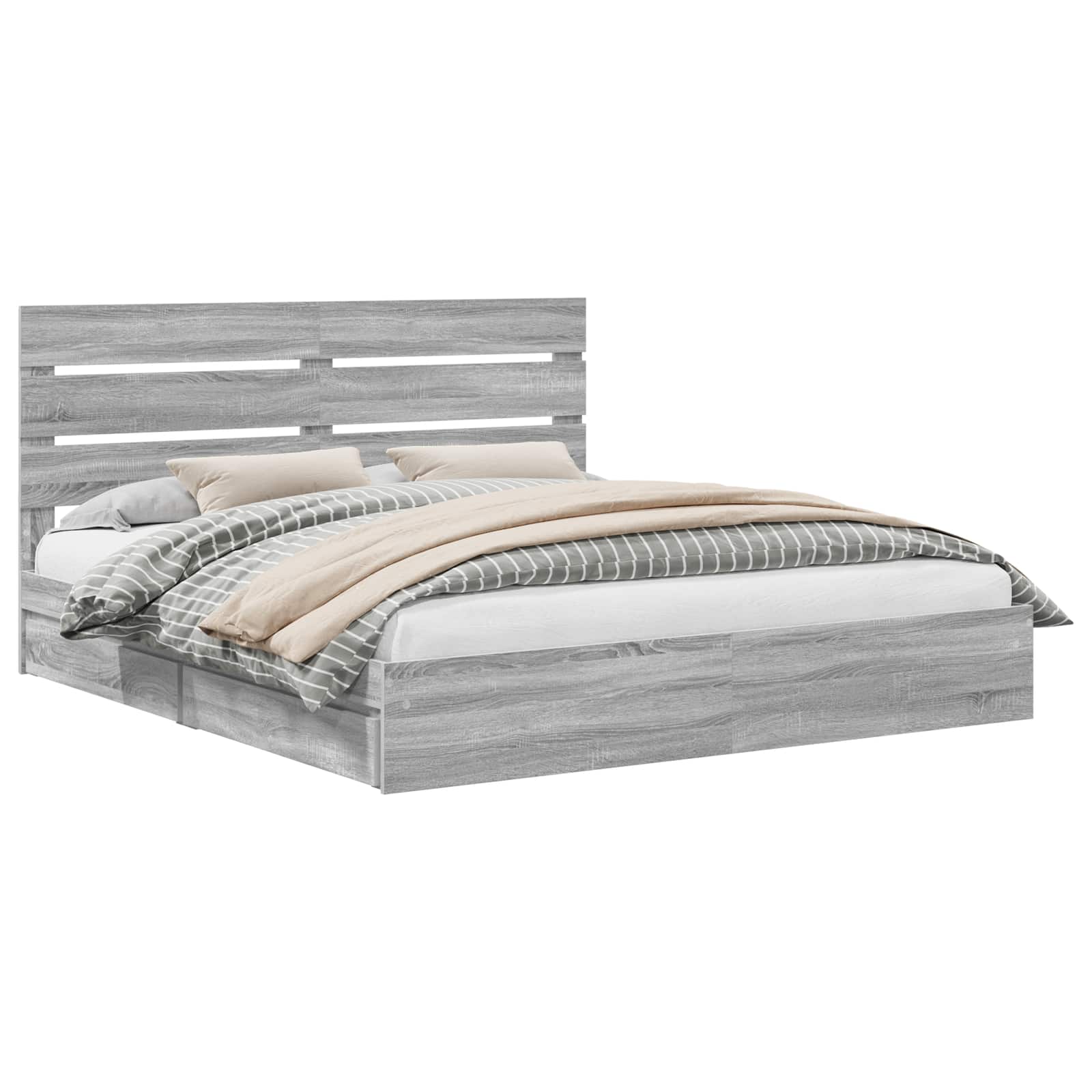 Krevet s od storage Siva Sonoma 200 x 200 cm Konstruirano drvo