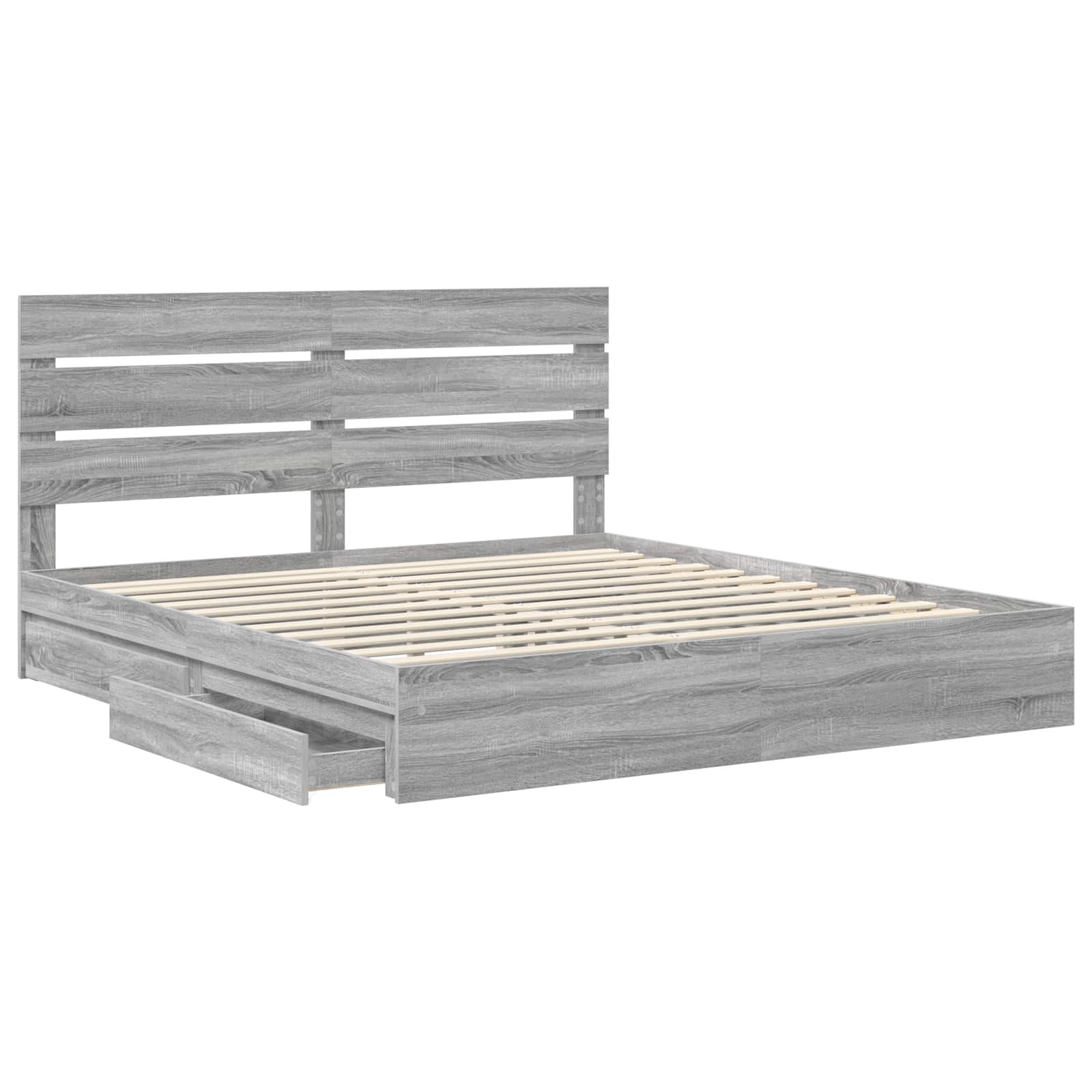 Krevet s od storage Siva Sonoma 200 x 200 cm Konstruirano drvo