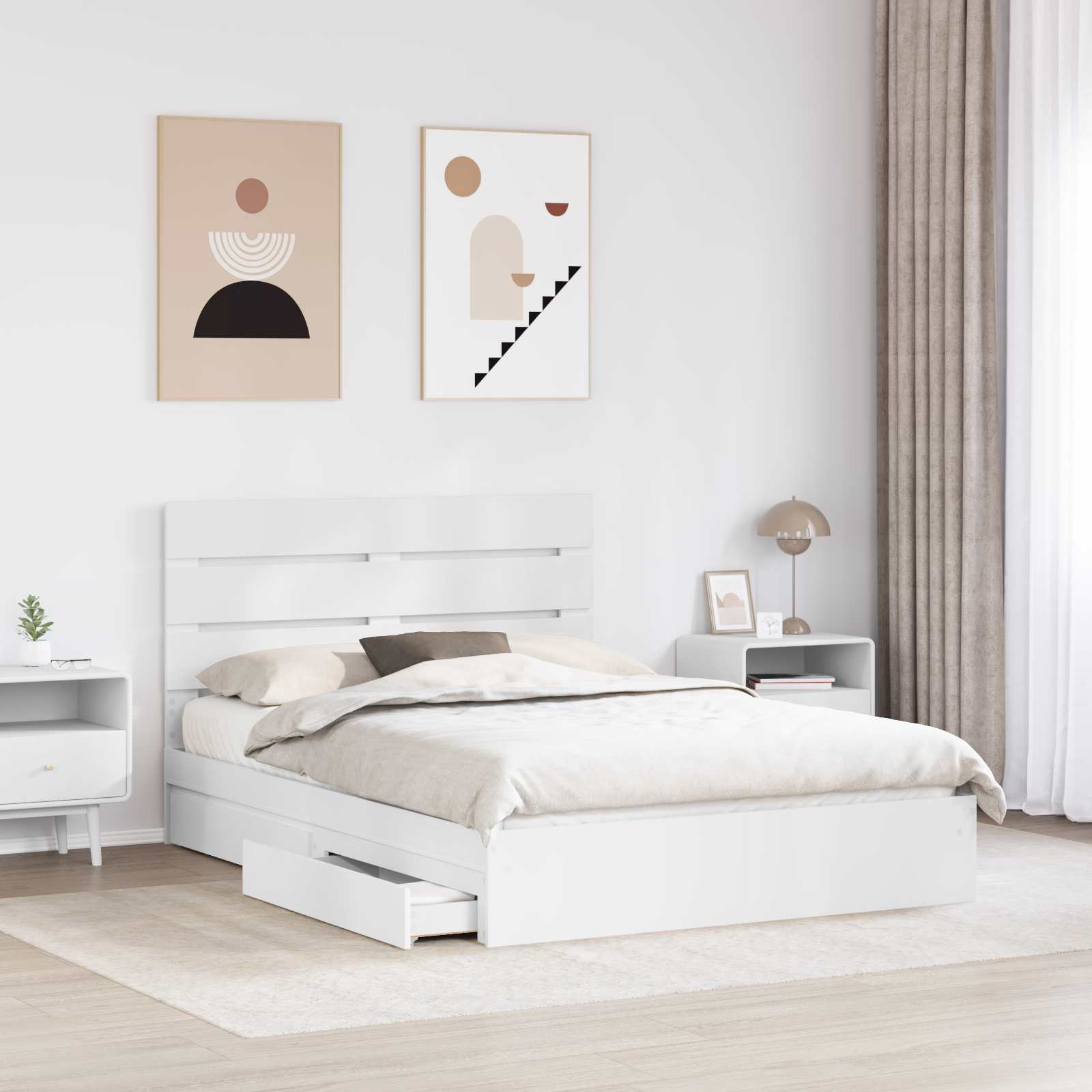 Krevet s od storage Bijelo 160 x 200 cm Konstruirano drvo
