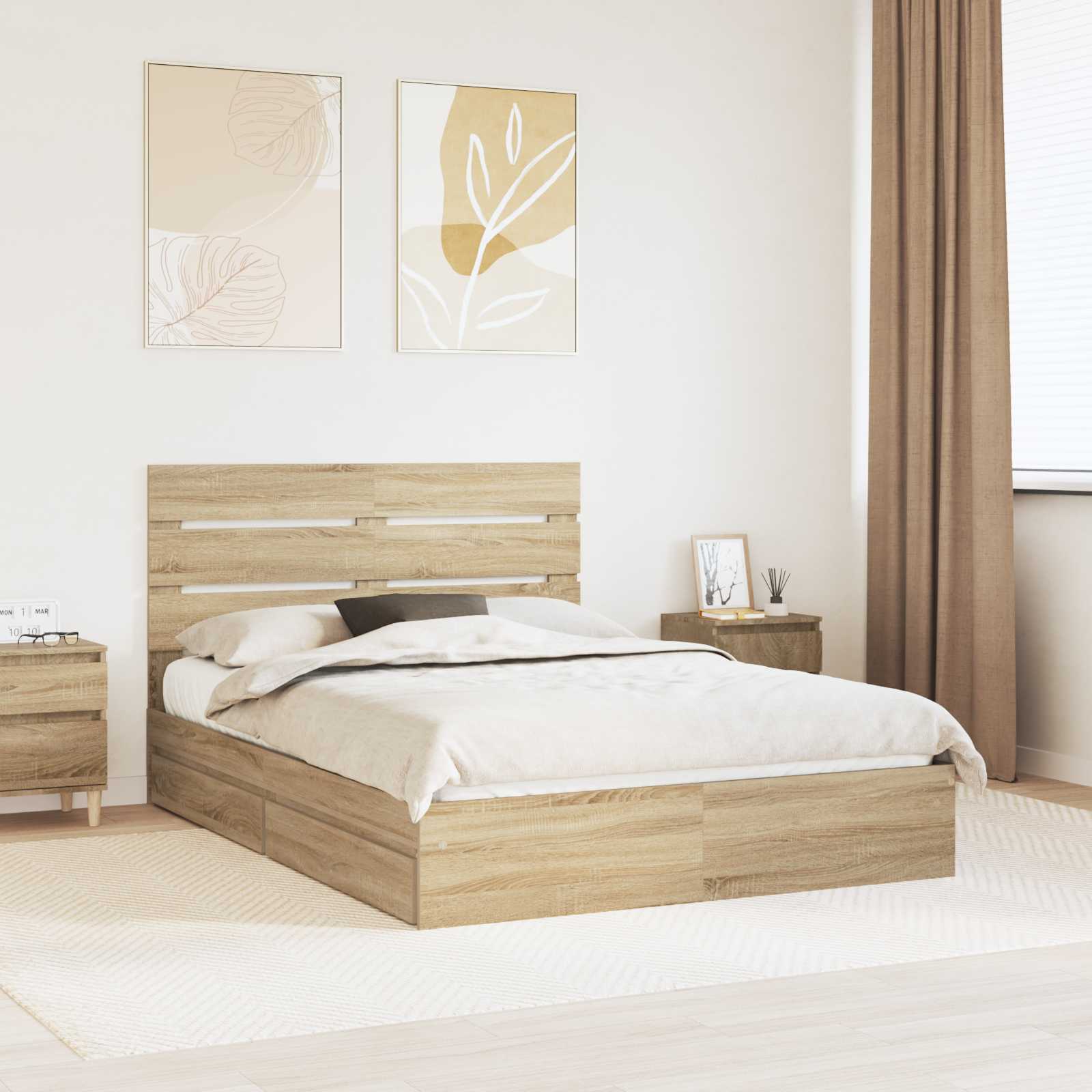 Krevet s od storage Sonoma hrast 160 x 200 cm Konstruirano drvo
