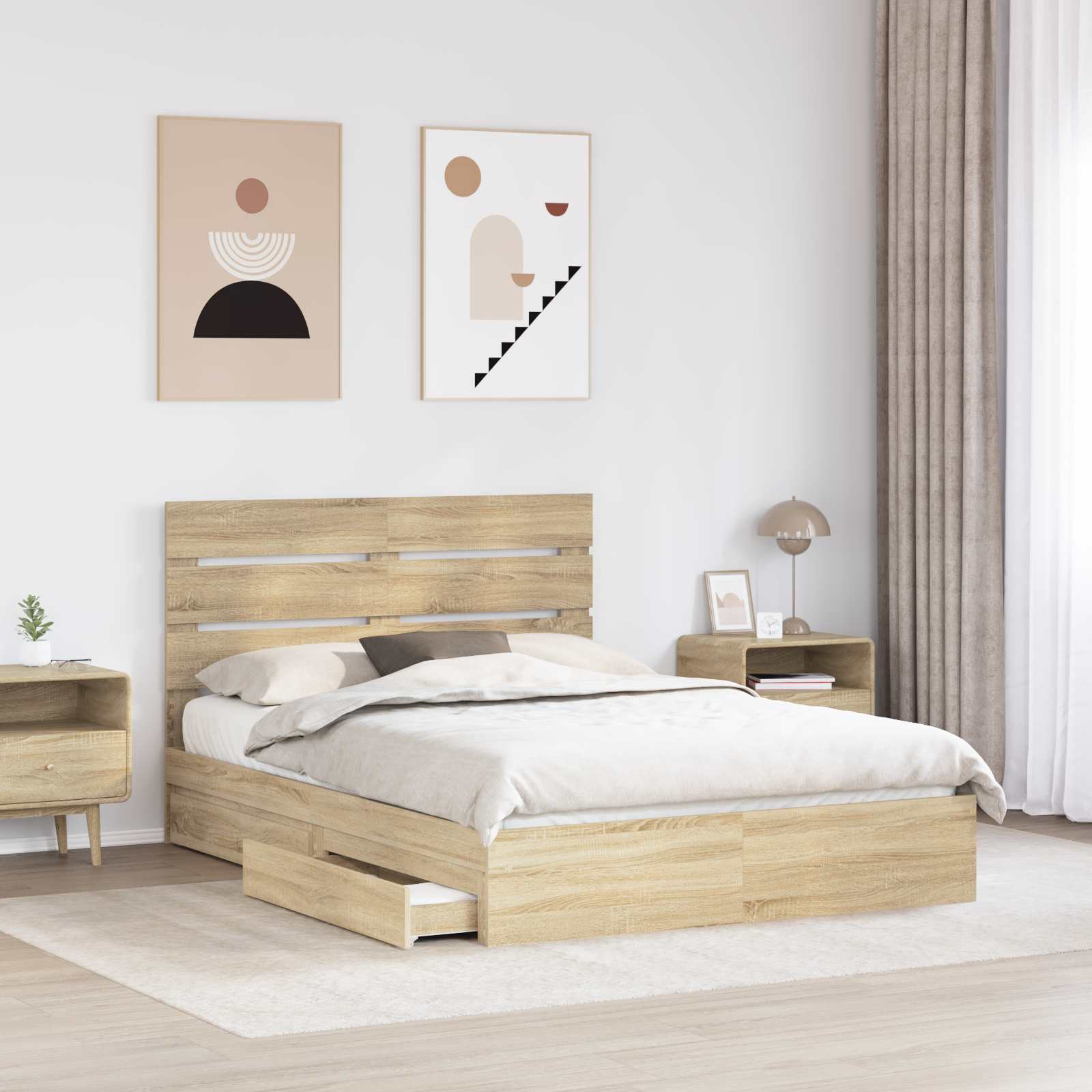 Krevet s od storage Sonoma hrast 160 x 200 cm Konstruirano drvo