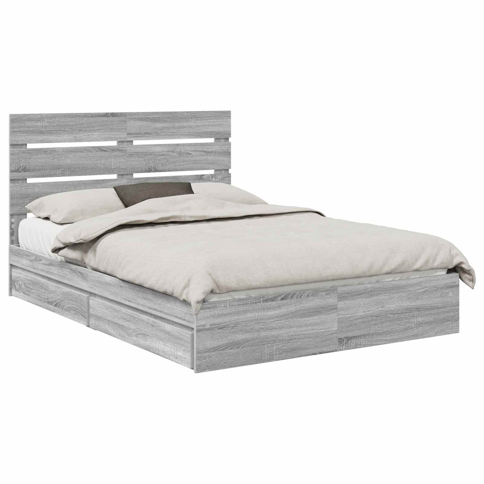 Krevet s od storage Siva Sonoma 140 x 200 cm Konstruirano drvo