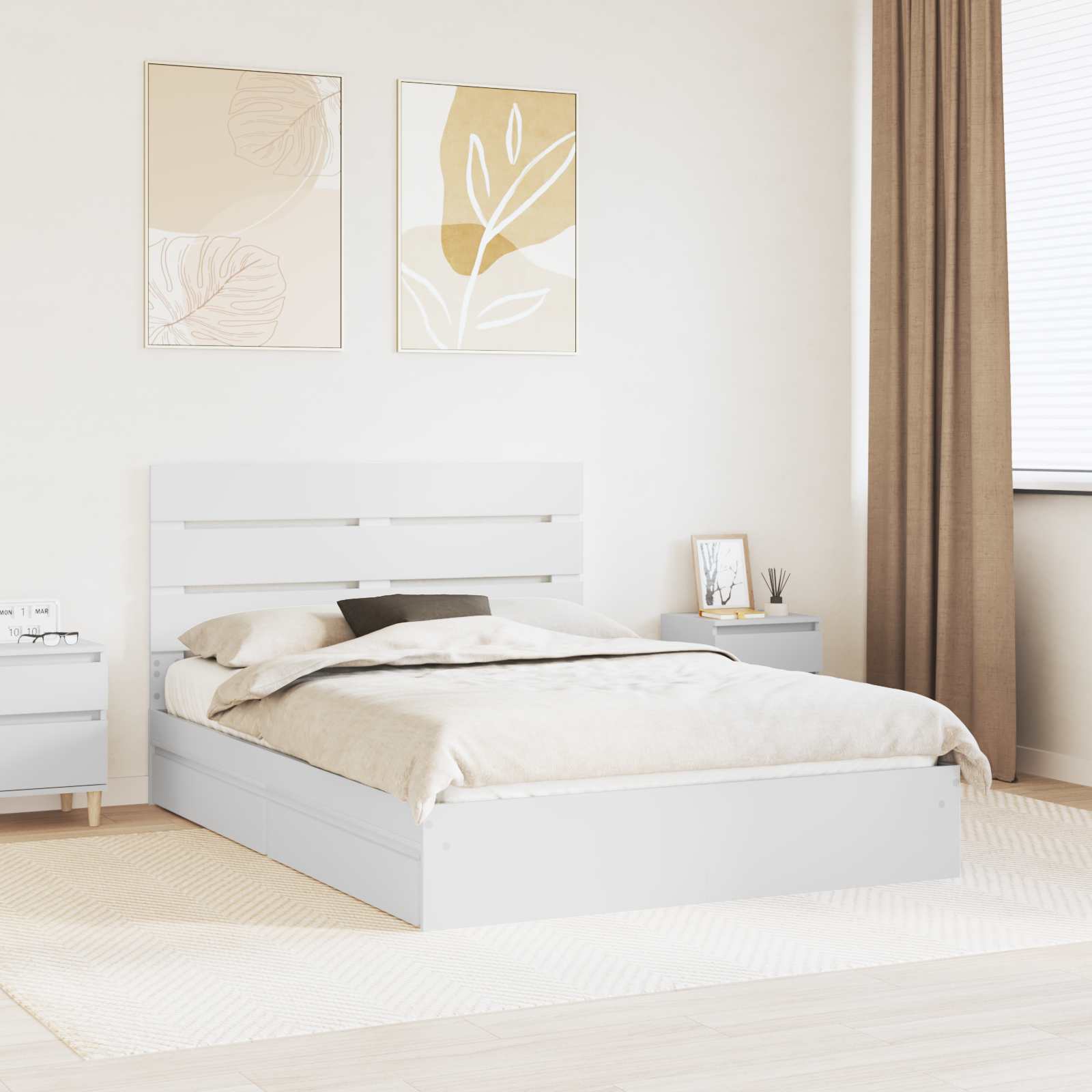 Krevet s od storage Bijelo 140 x 190 cm Konstruirano drvo