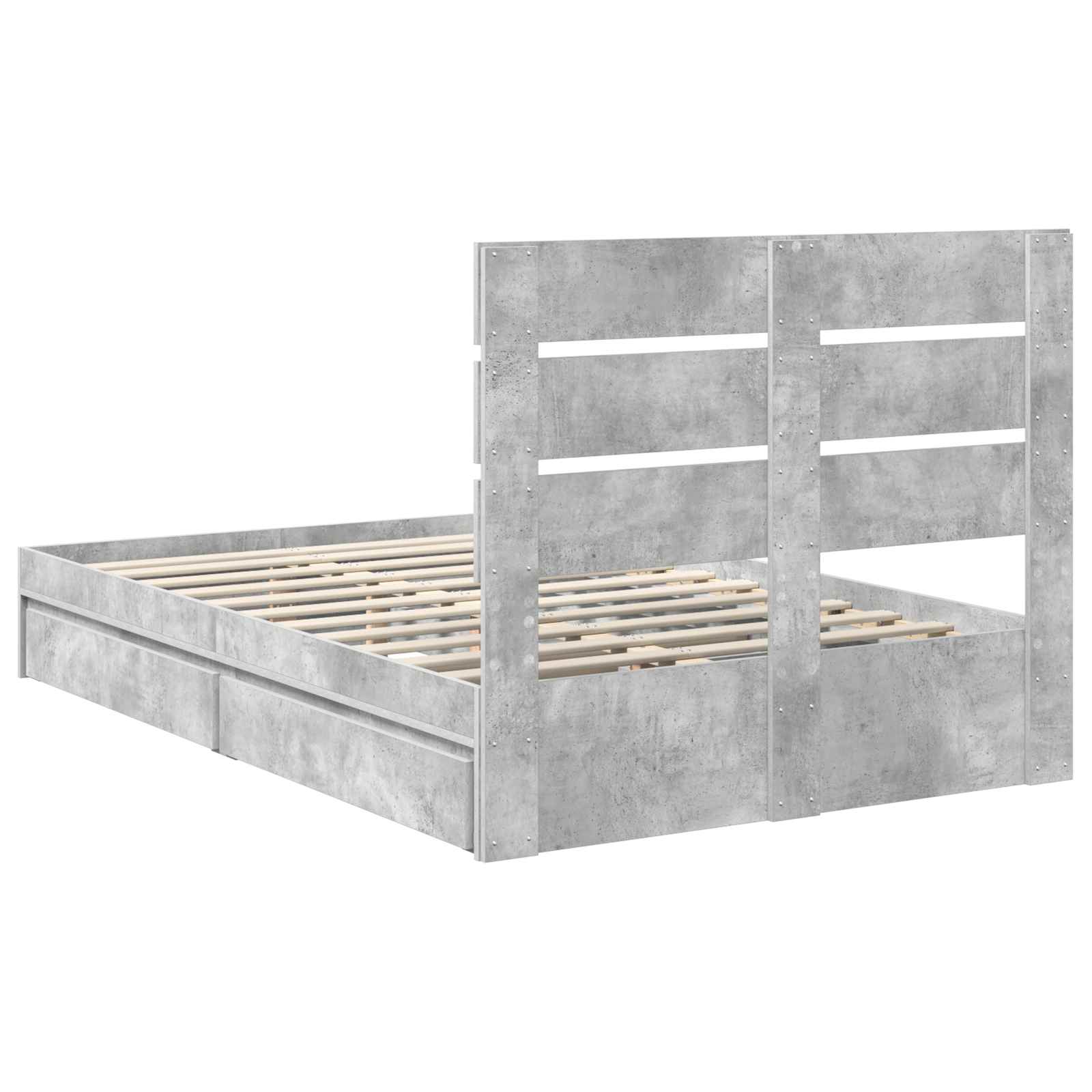 Krevet s od storage s uzglavljem Betonski sivi 135 x 190 cm
