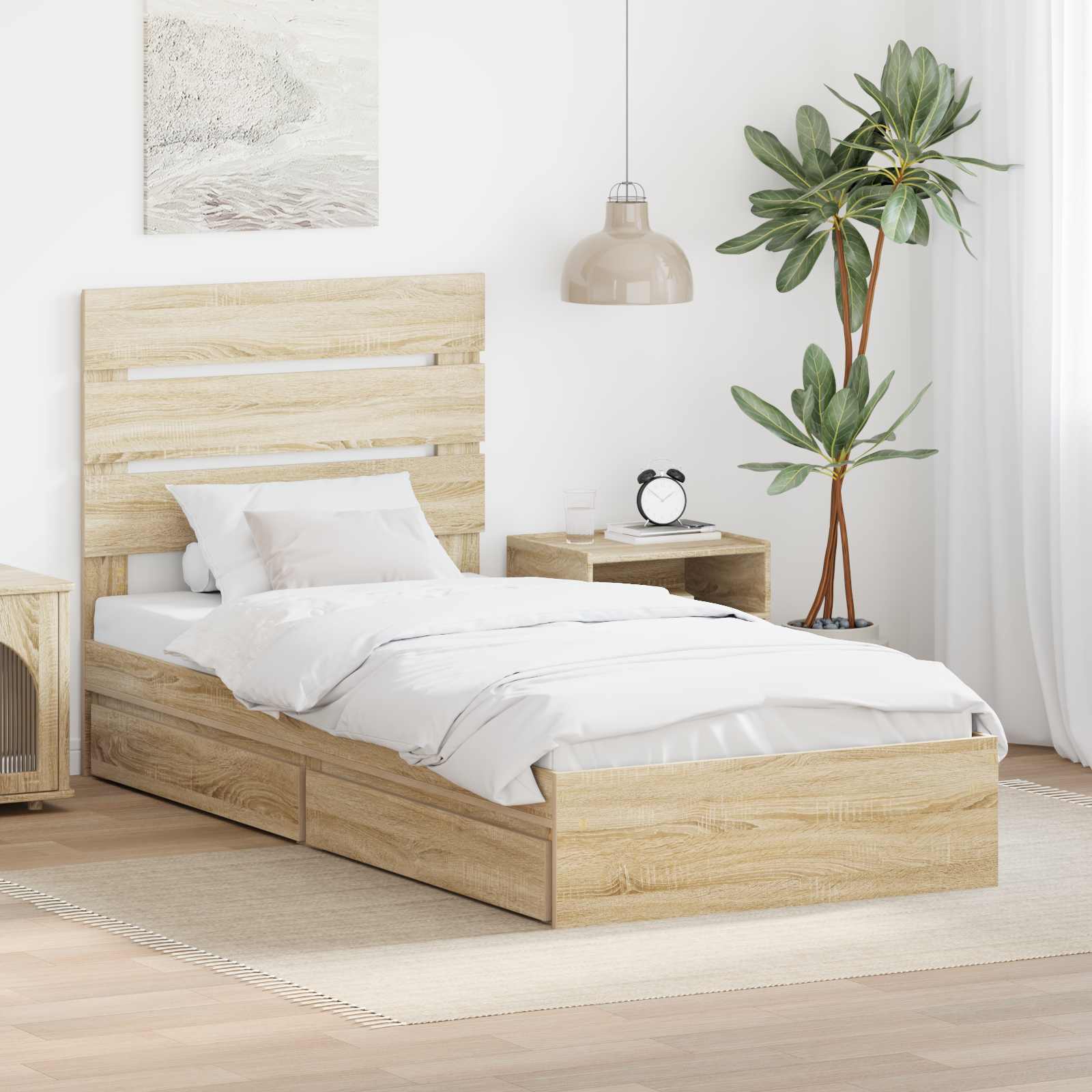 Krevet s od storage Sonoma hrast 100 x 200 cm Konstruirano drvo