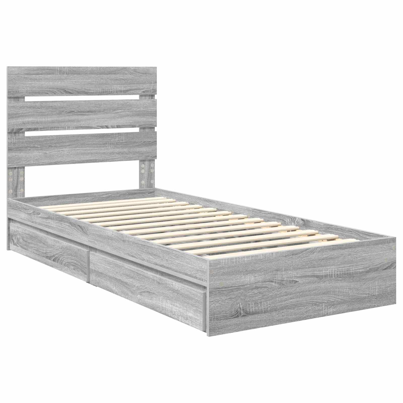 Krevet s od storage Siva Sonoma 100 x 200 cm Konstruirano drvo