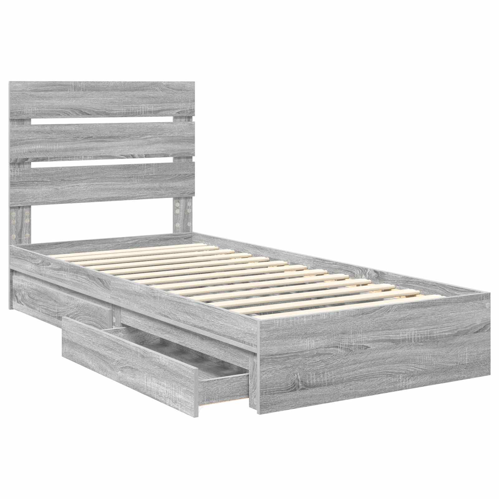 Krevet s od storage Siva Sonoma 100 x 200 cm Konstruirano drvo