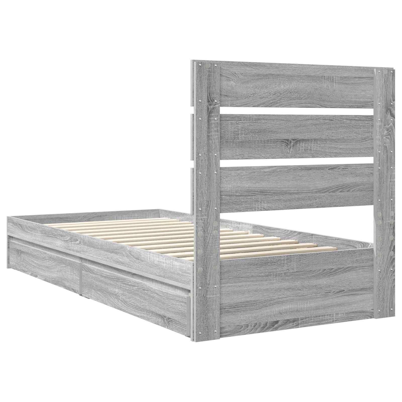 Krevet s od storage Siva Sonoma 90 x 200 cm Konstruirano drvo