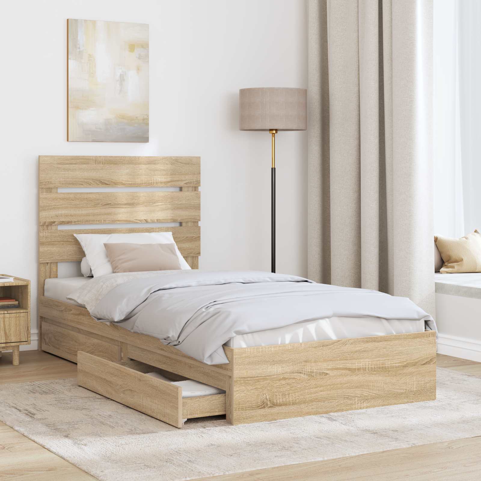 Krevet s od storage Sonoma hrast 90 x 190 cm Konstruirano drvo