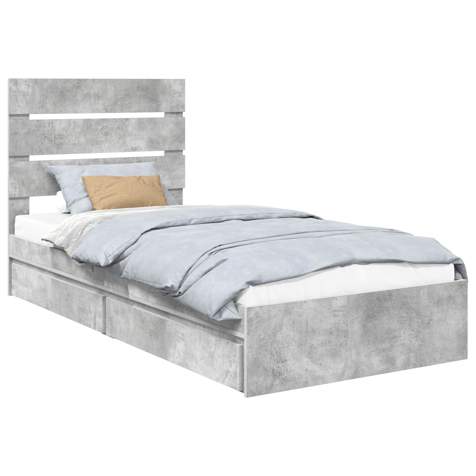Krevet s od storage Betonski sivi 90 x 190 cm Konstruirano drvo