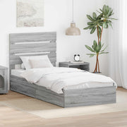 Krevet s od storage Siva Sonoma 70 x 190 cm Konstruirano drvo