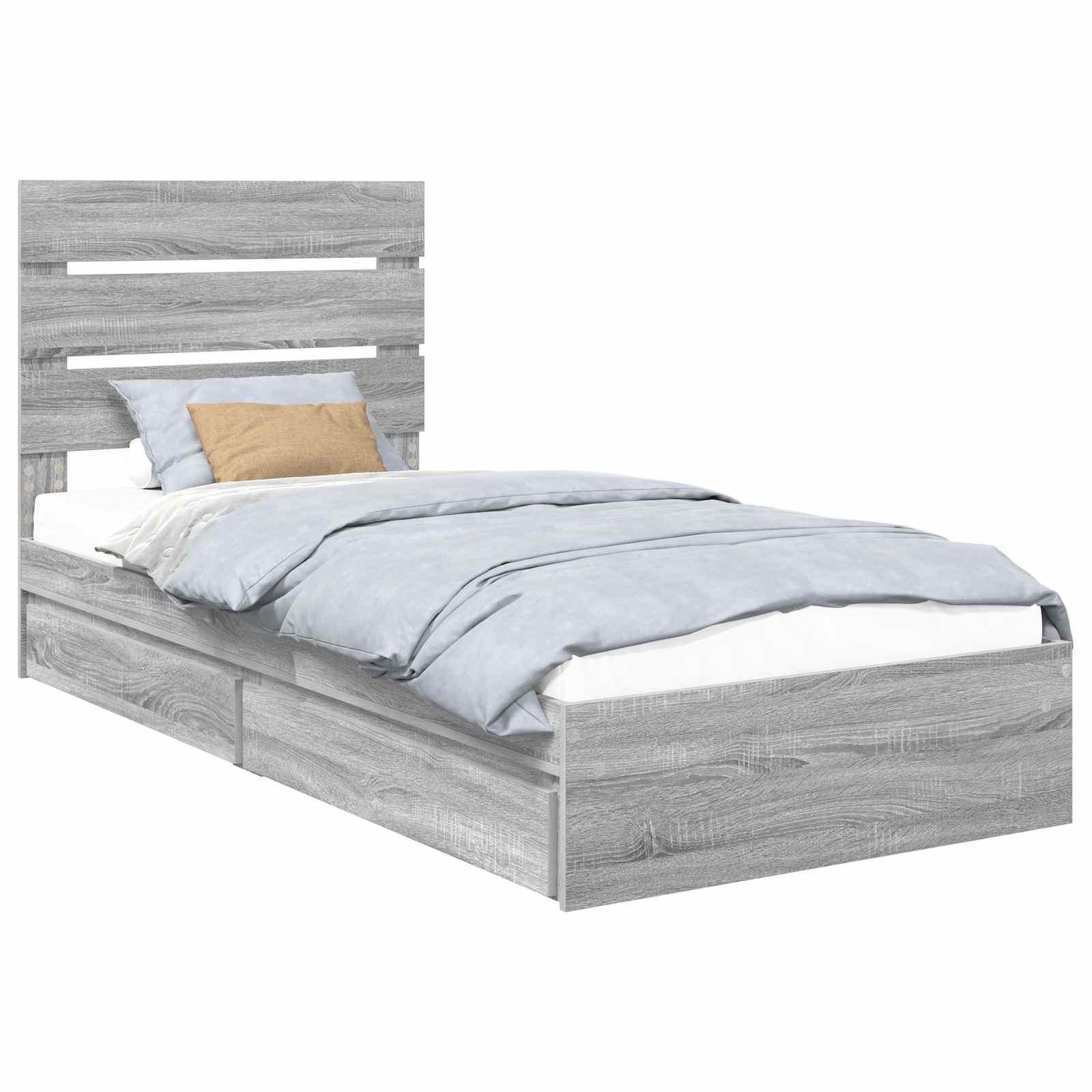 Krevet s od storage Siva Sonoma 70 x 190 cm Konstruirano drvo