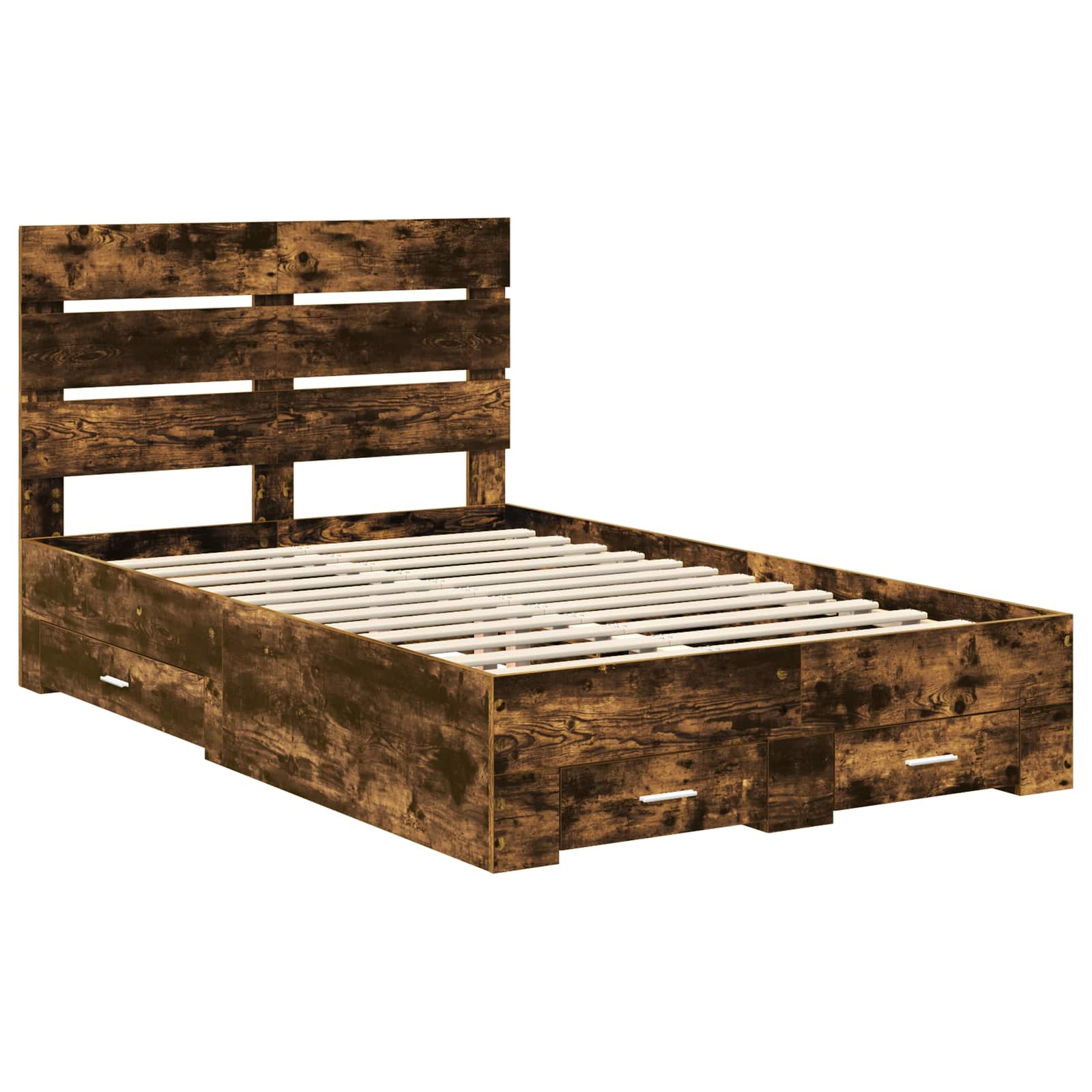 Krevetna konstrukcija s ladicama Dimljeni hrast 135 x 190 cm