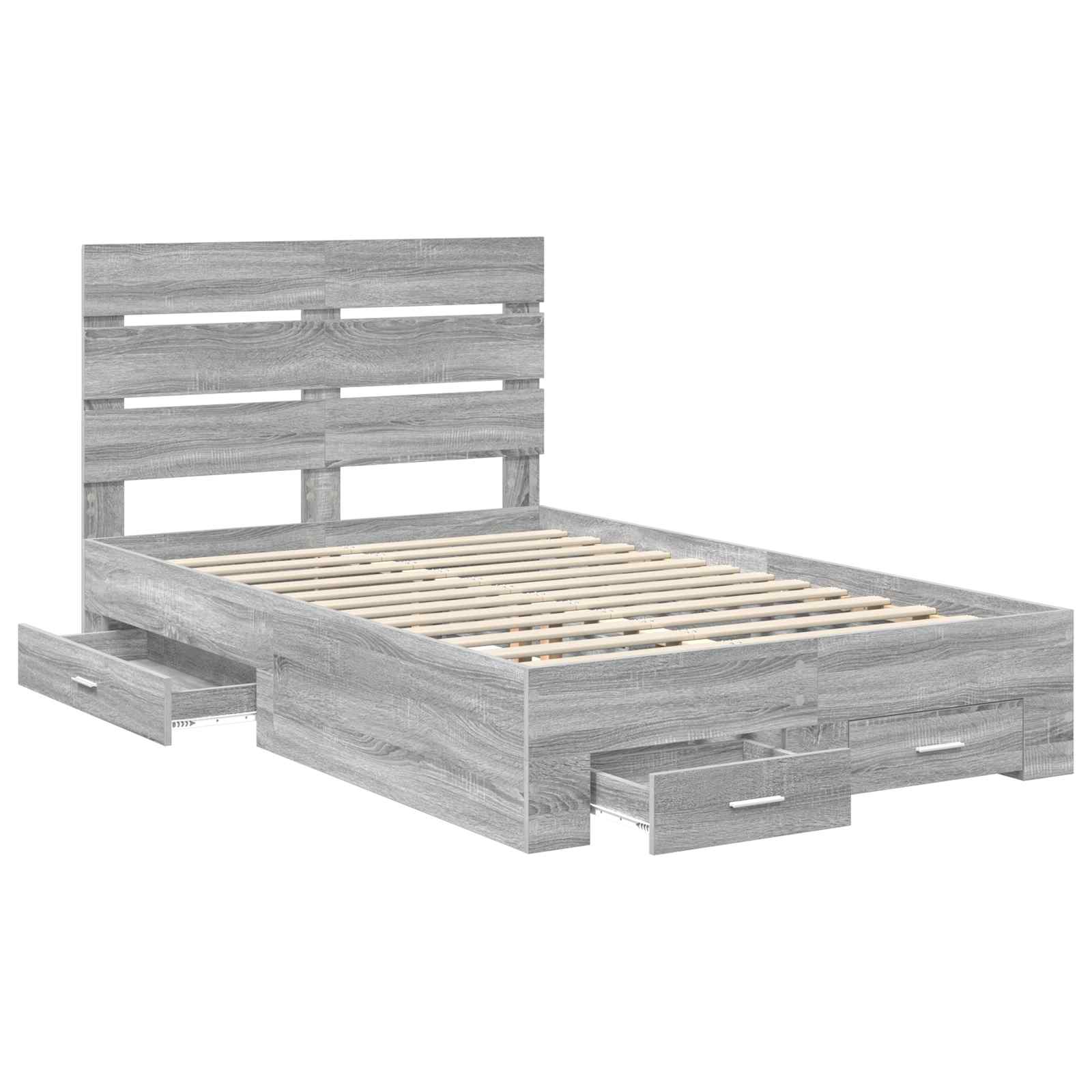 Krevetna konstrukcija s ladicama Siva Sonoma 135 x 190 cm