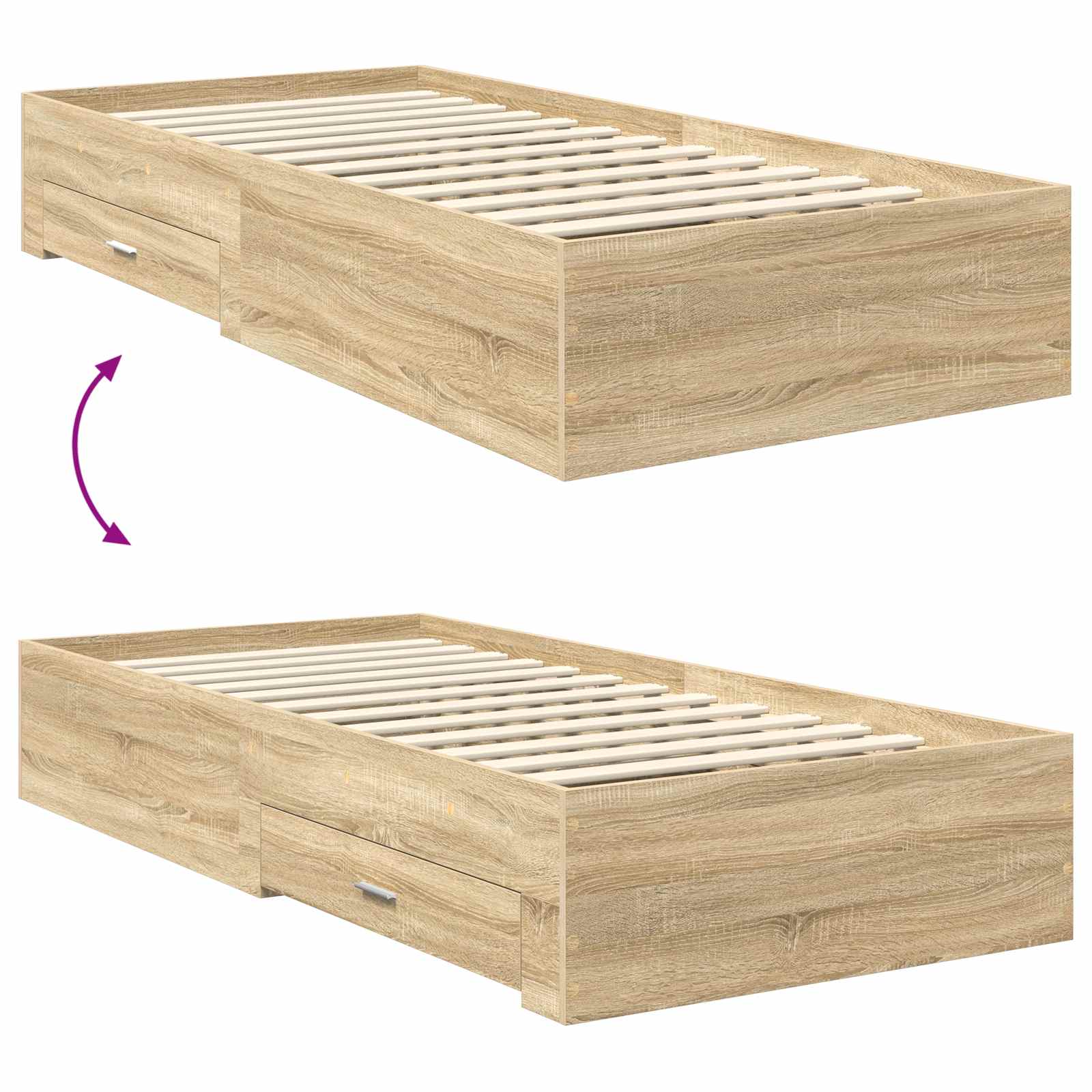 Krevetna konstrukcija s ladicama Sonoma hrast 90 x 200 cm