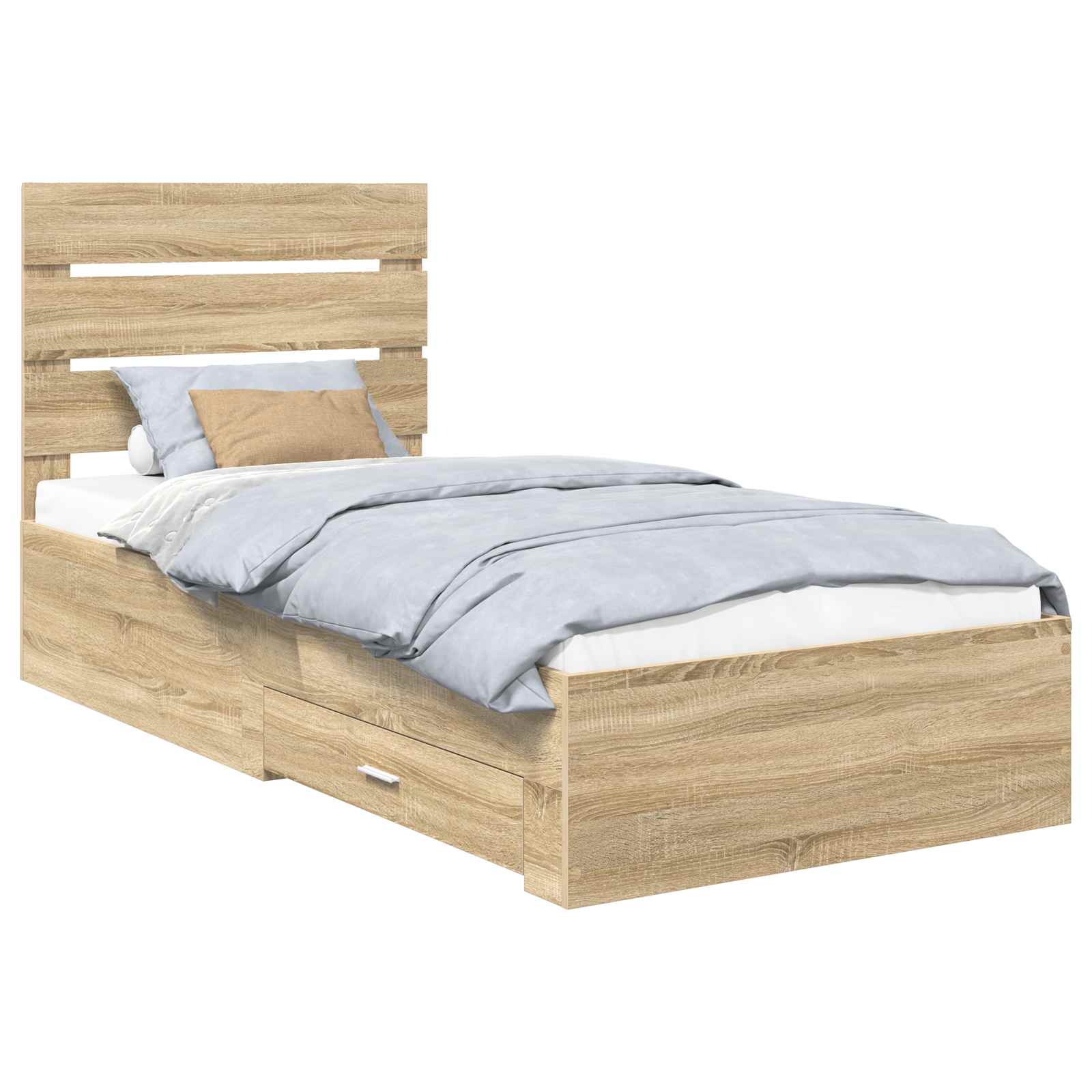 Krevetna konstrukcija Sonoma hrast i srebrna 75 x 190 cm