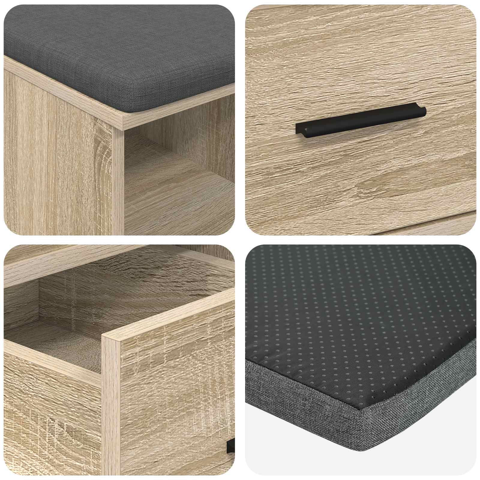 Klupa za hodnik s jastukom Sonoma hrast 60 x 38 x 46 cm