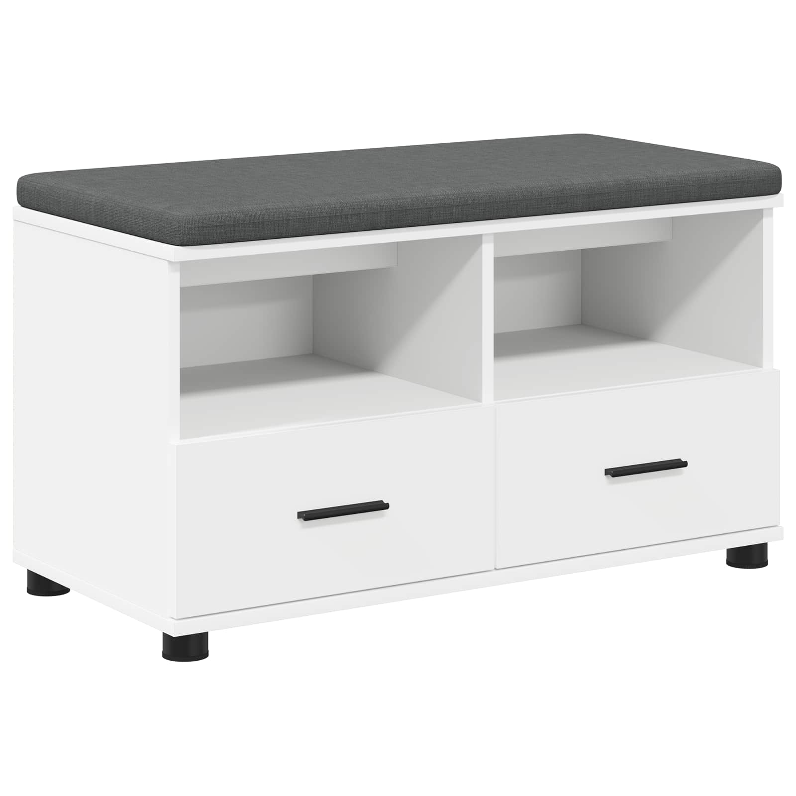 Klupa za hodnik s jastukom s ladicama Bijeli 80 x 38 x 46 cm