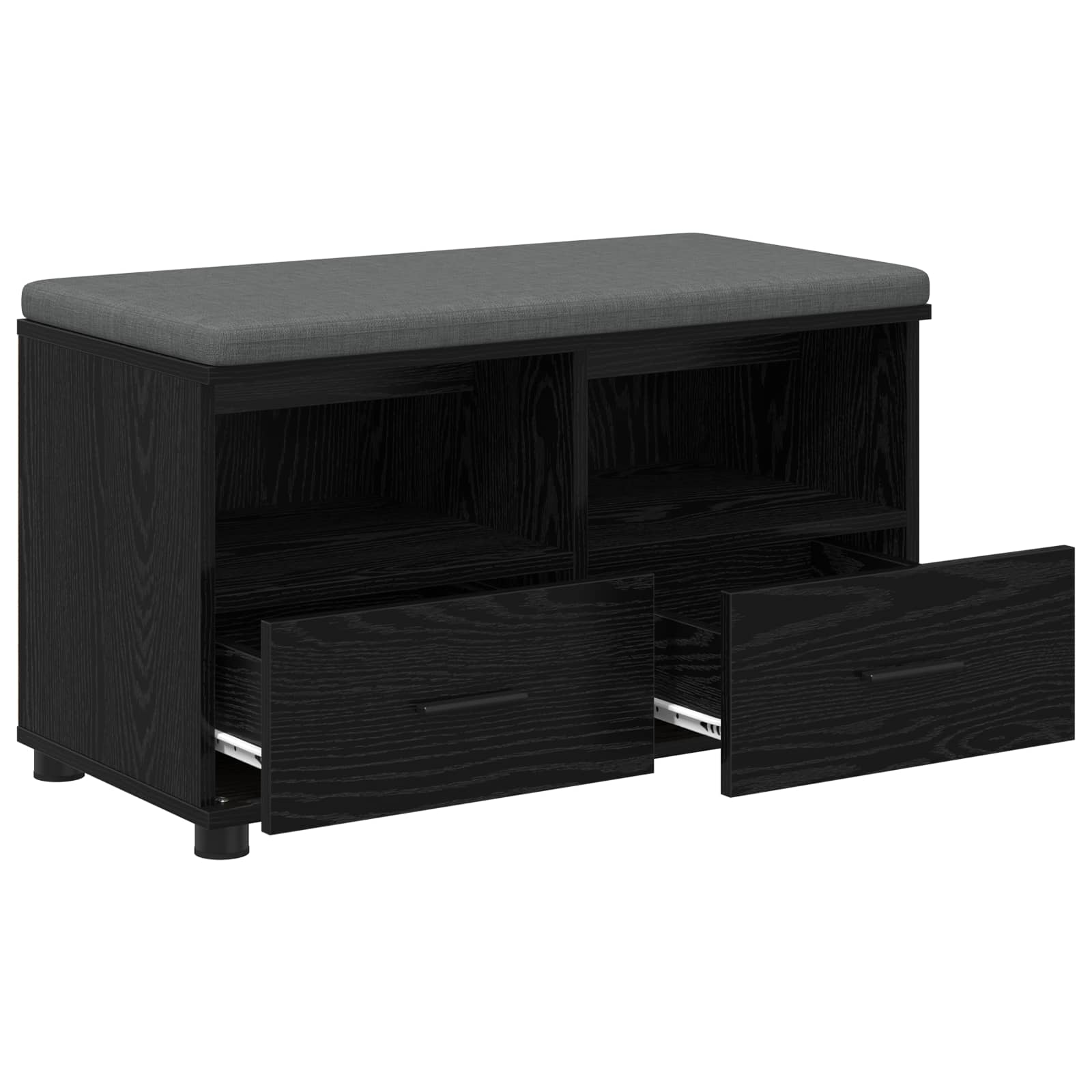 Klupa za hodnik s jastukom s policom Crni Hrast 80 x 38 x 46 cm