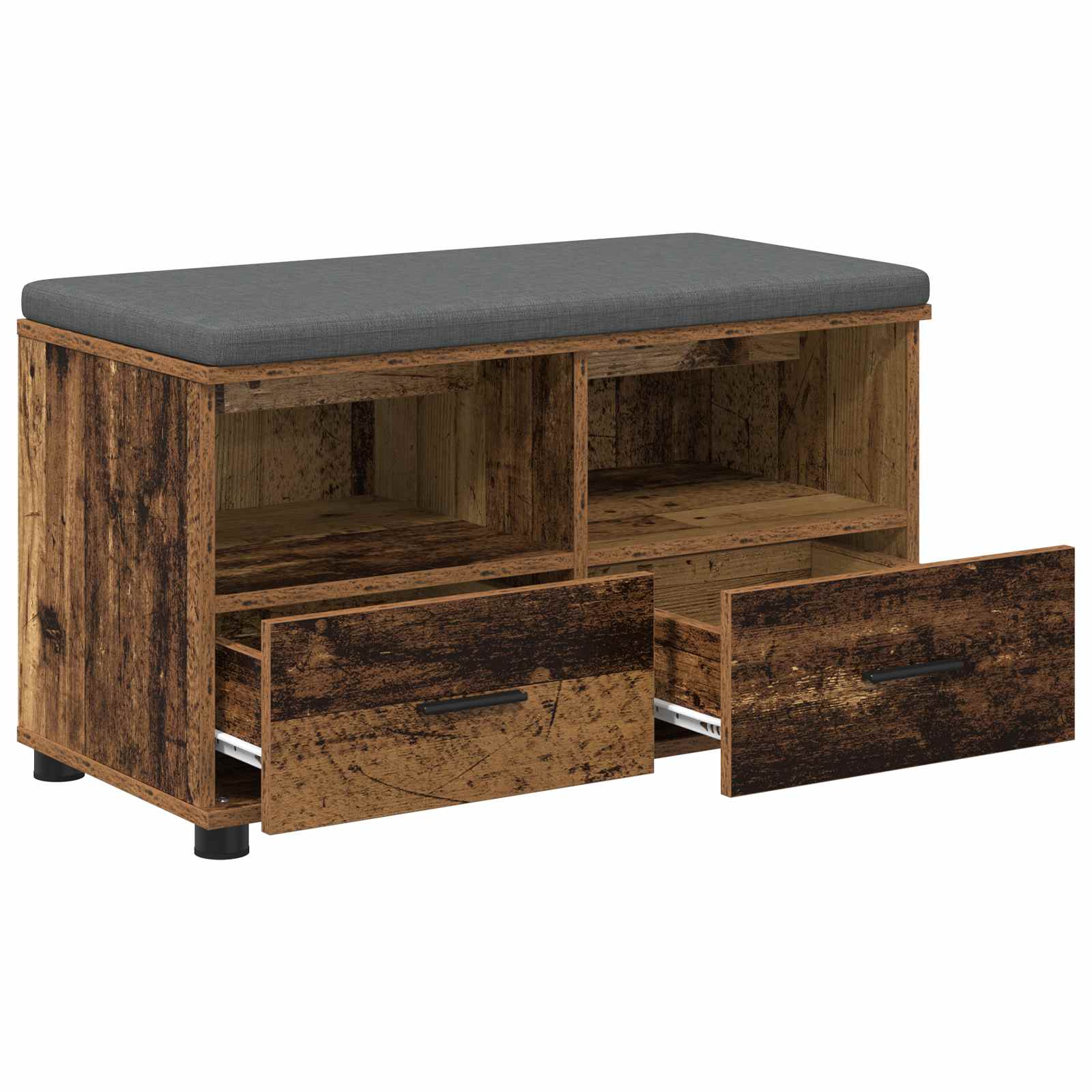 Klupa za hodnik s jastukom s policom Staro drvo 80 x 38 x 46 cm