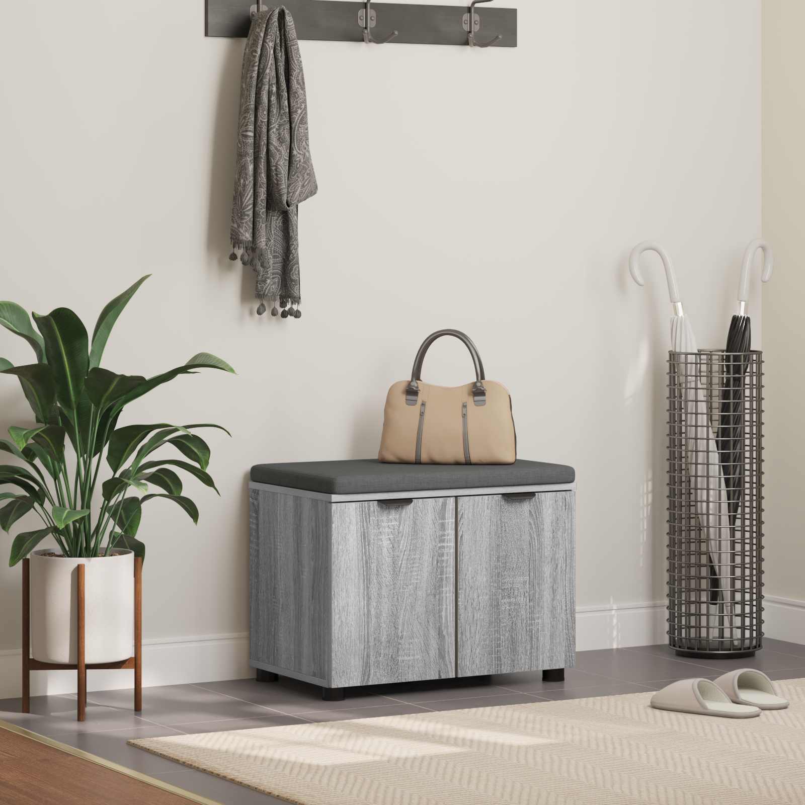 Klupa za hodnik s jastukom Sivi Sonoma 60 x 38 x 46 cm