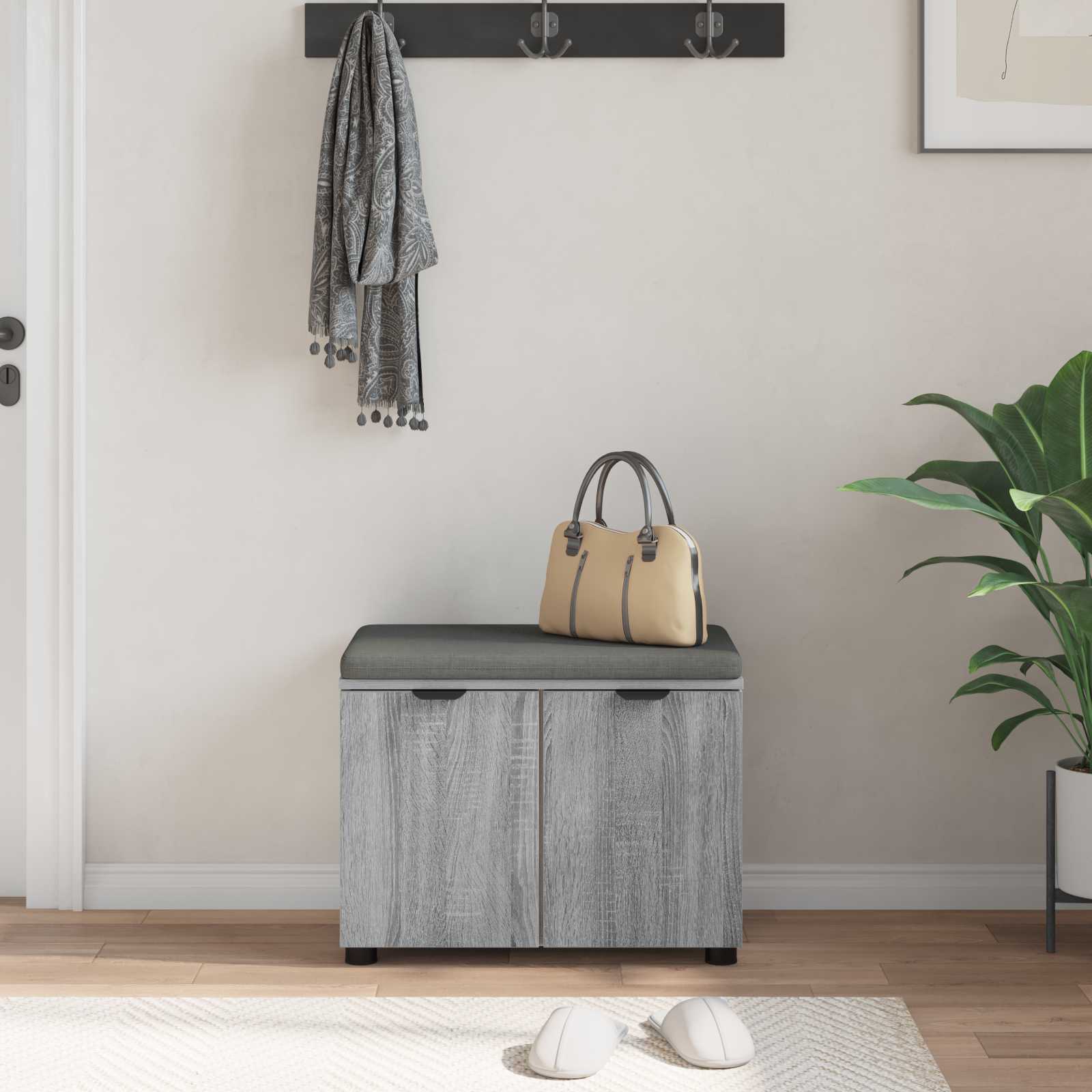 Klupa za hodnik s jastukom Sivi Sonoma 60 x 38 x 46 cm