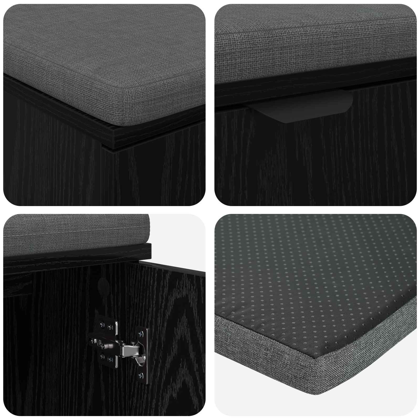 Klupa za hodnik s jastukom s policom Crni Hrast 80 x 38 x 46 cm