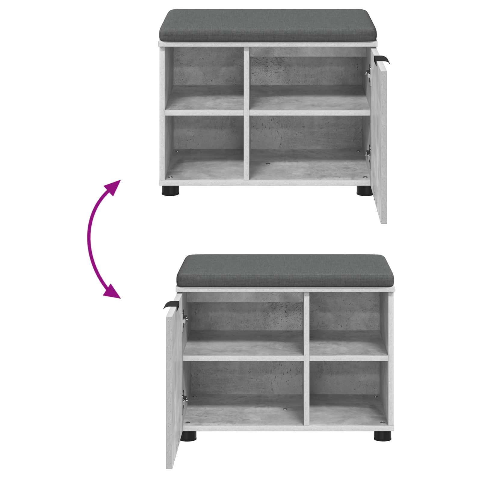Klupa za hodnik s jastukom Betonsko Siva 60 x 38 x 46 cm