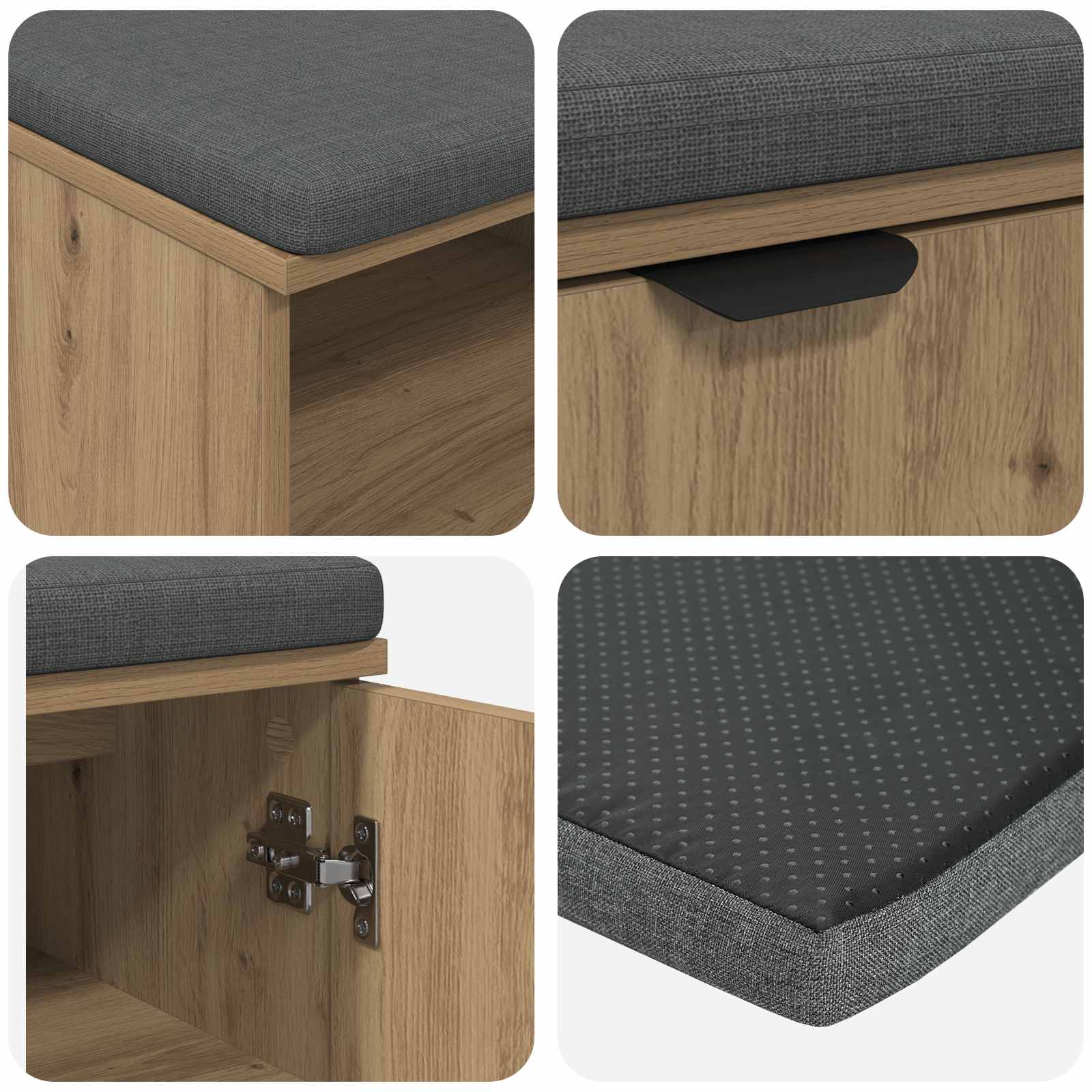 Klupa za hodnik s jastukom Zanatski Hrast 60 x 38 x 46 cm