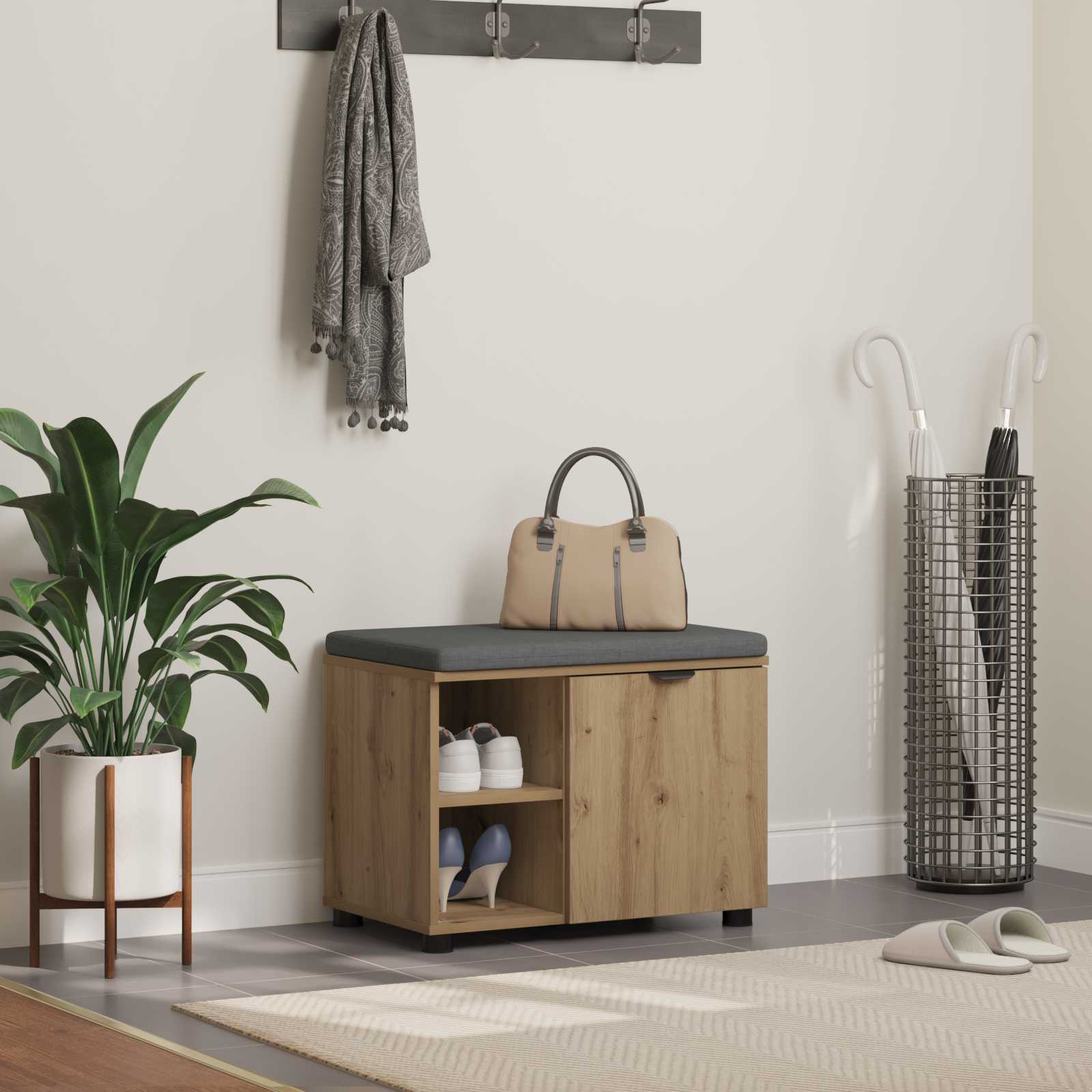 Klupa za hodnik s jastukom Zanatski Hrast 60 x 38 x 46 cm