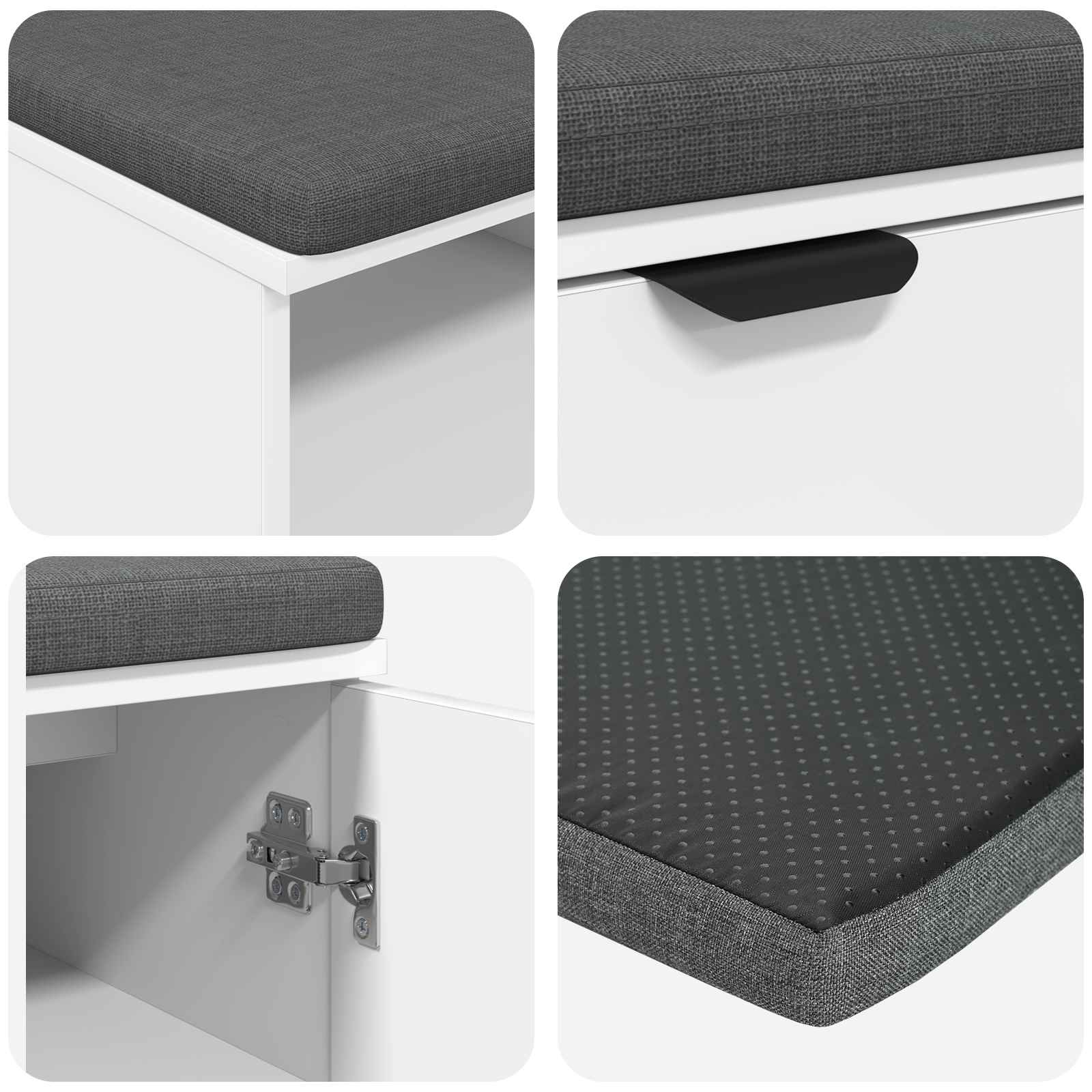 Klupa za hodnik s jastukom s policom Bijeli 80 x 38 x 46 cm